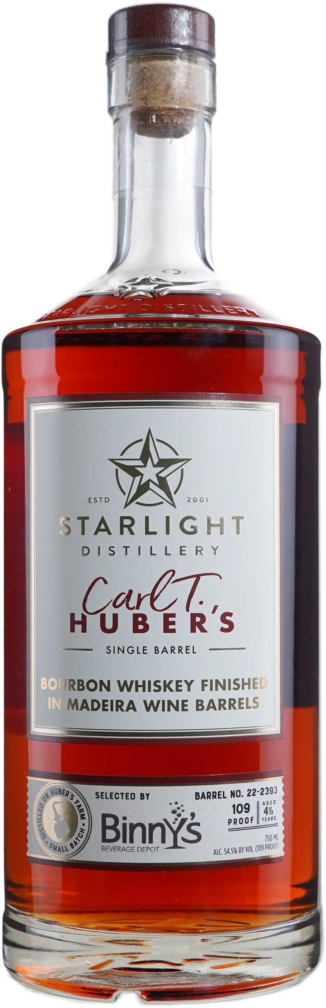 Huber's Starlight Distillery Bourbon Finished in Madeira Cask # 22-2393 Binny's Handpicked