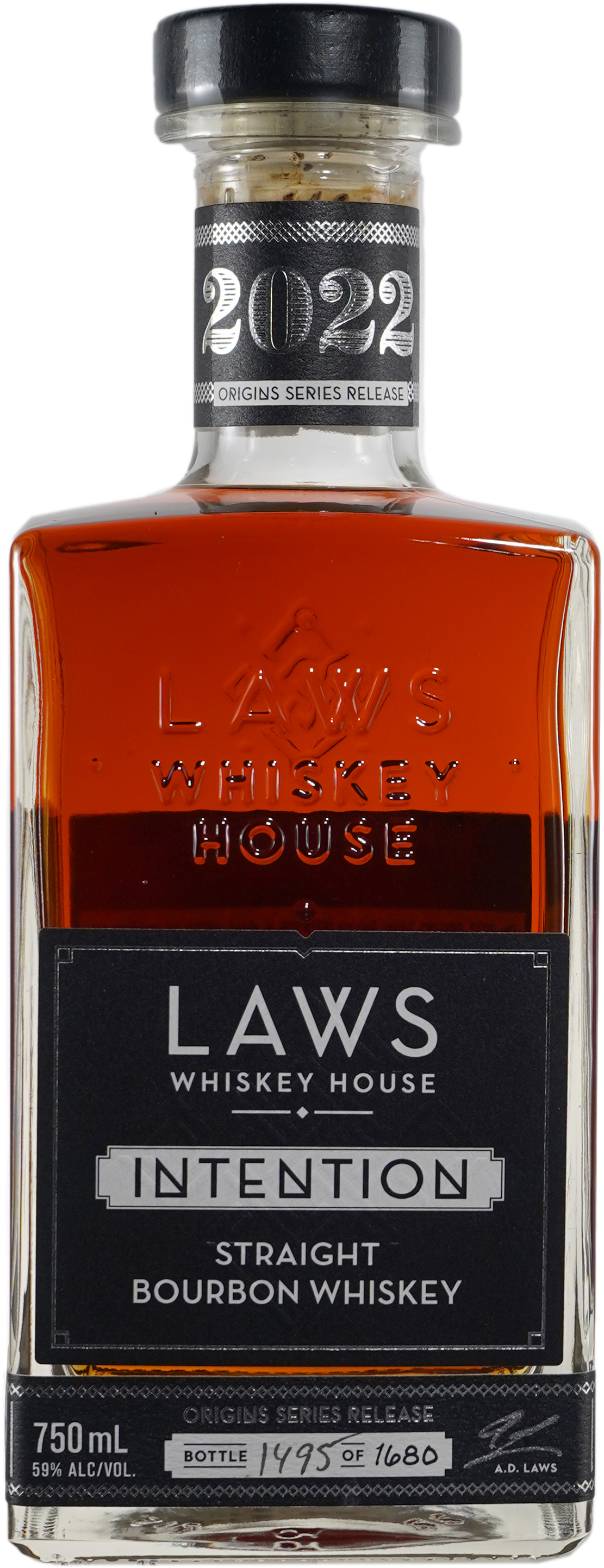 Laws Whiskey House Intention Straight Bourbon Cask Strength Origins Series Fall 2022