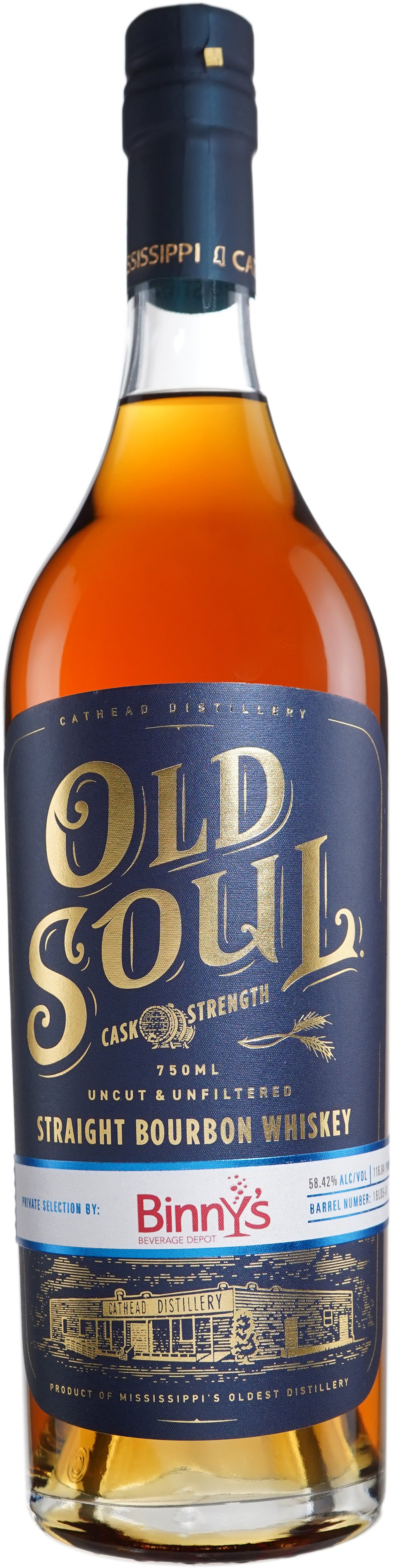 Cathead Distillery Old Soul Bourbon Single Barrel # 16L05-61 Binny's Handpicked