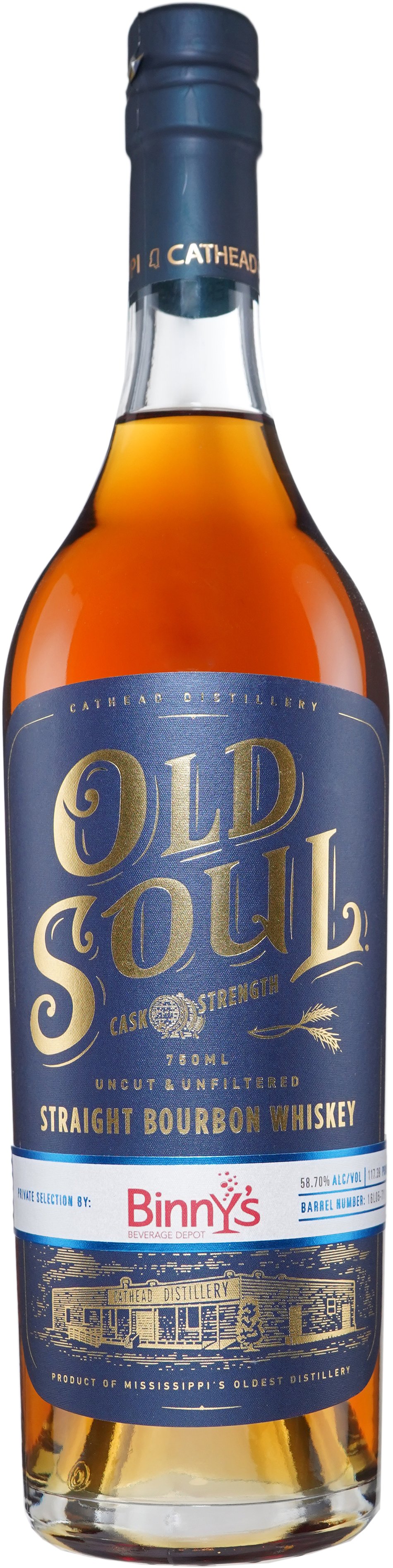 Cathead Distillery Old Soul Bourbon Single Barrel # 16L05-71 Binny's Handpicked