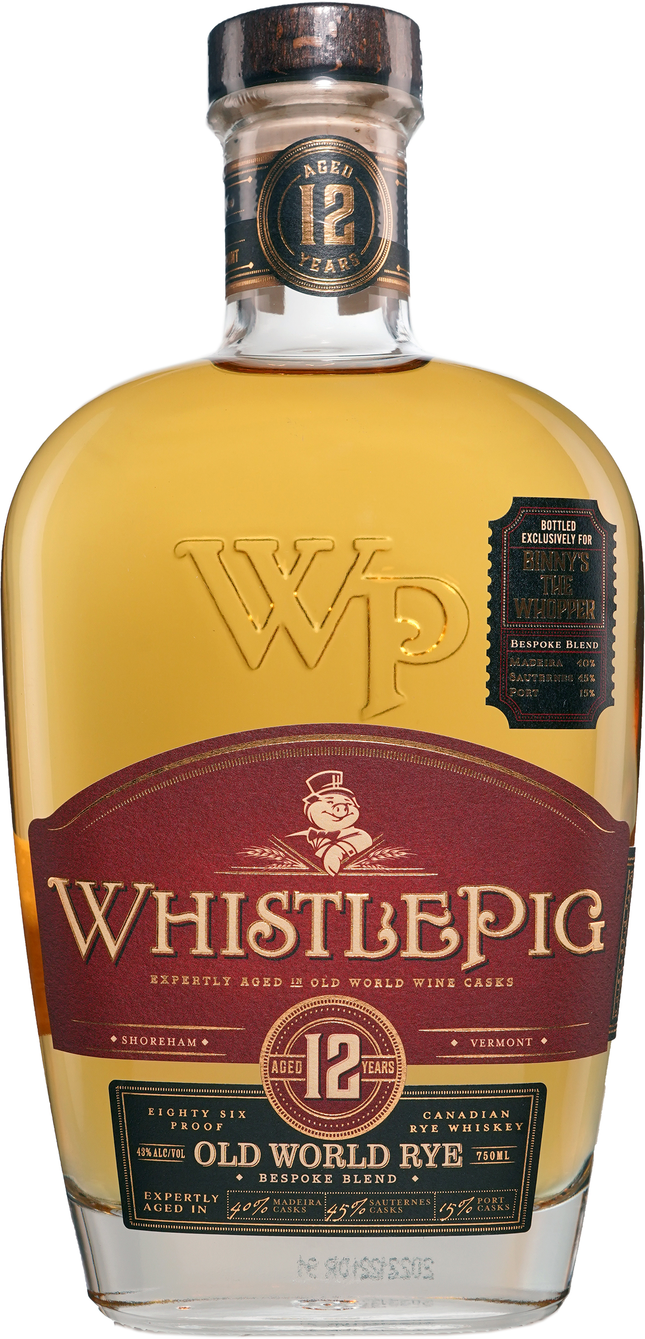 WhistlePig Bespoke 12 year old Rye The Whopper Finished 45 Sauternes