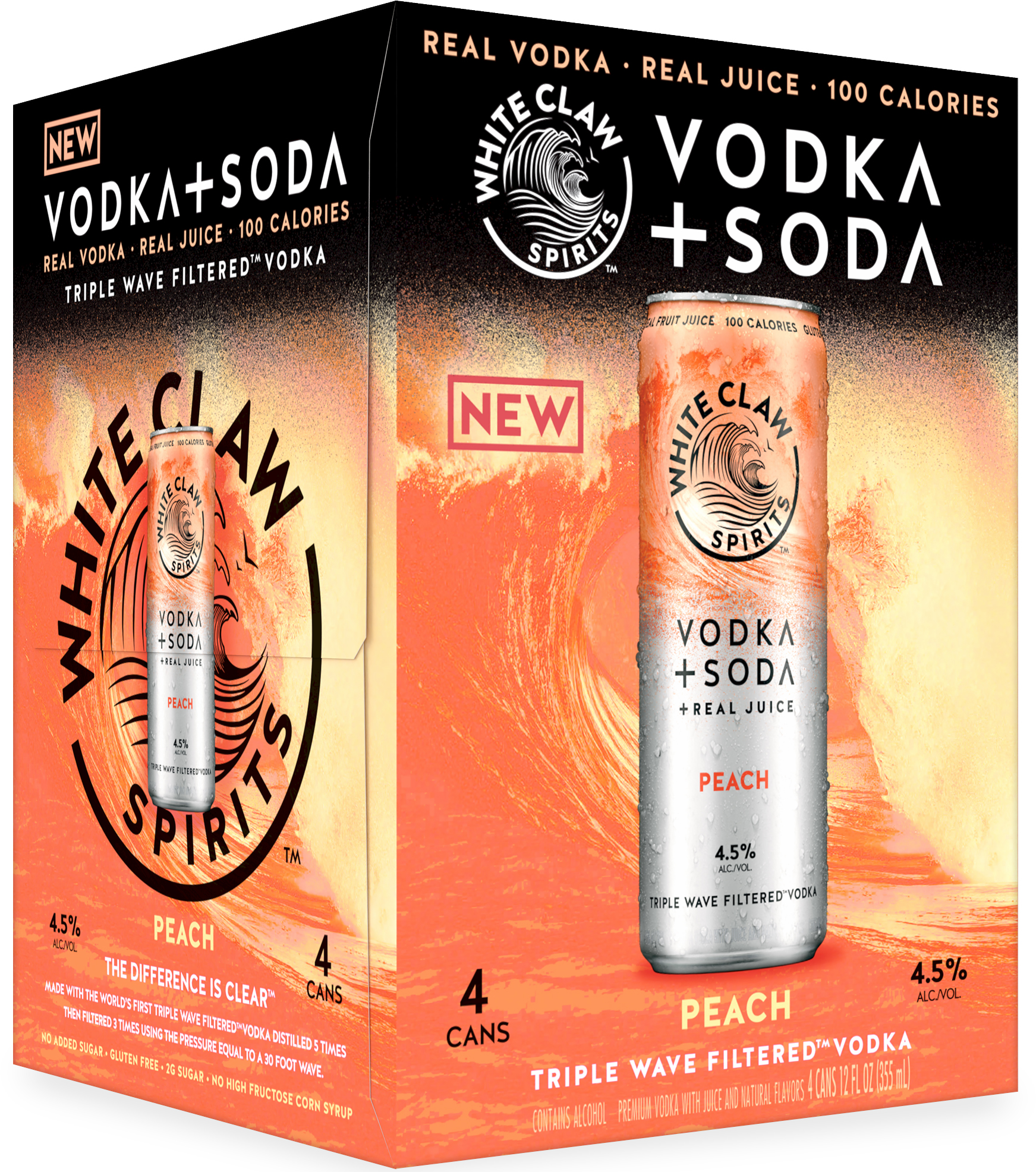 White Claw Vodka Soda Peach 4 pack of 12 oz Can
