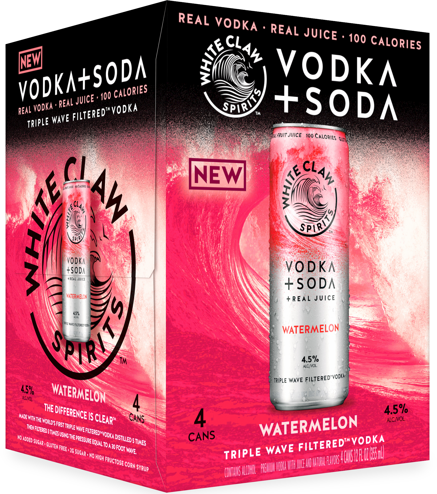 White Claw Vodka Soda Watermelon 4 pack of 12 oz Can