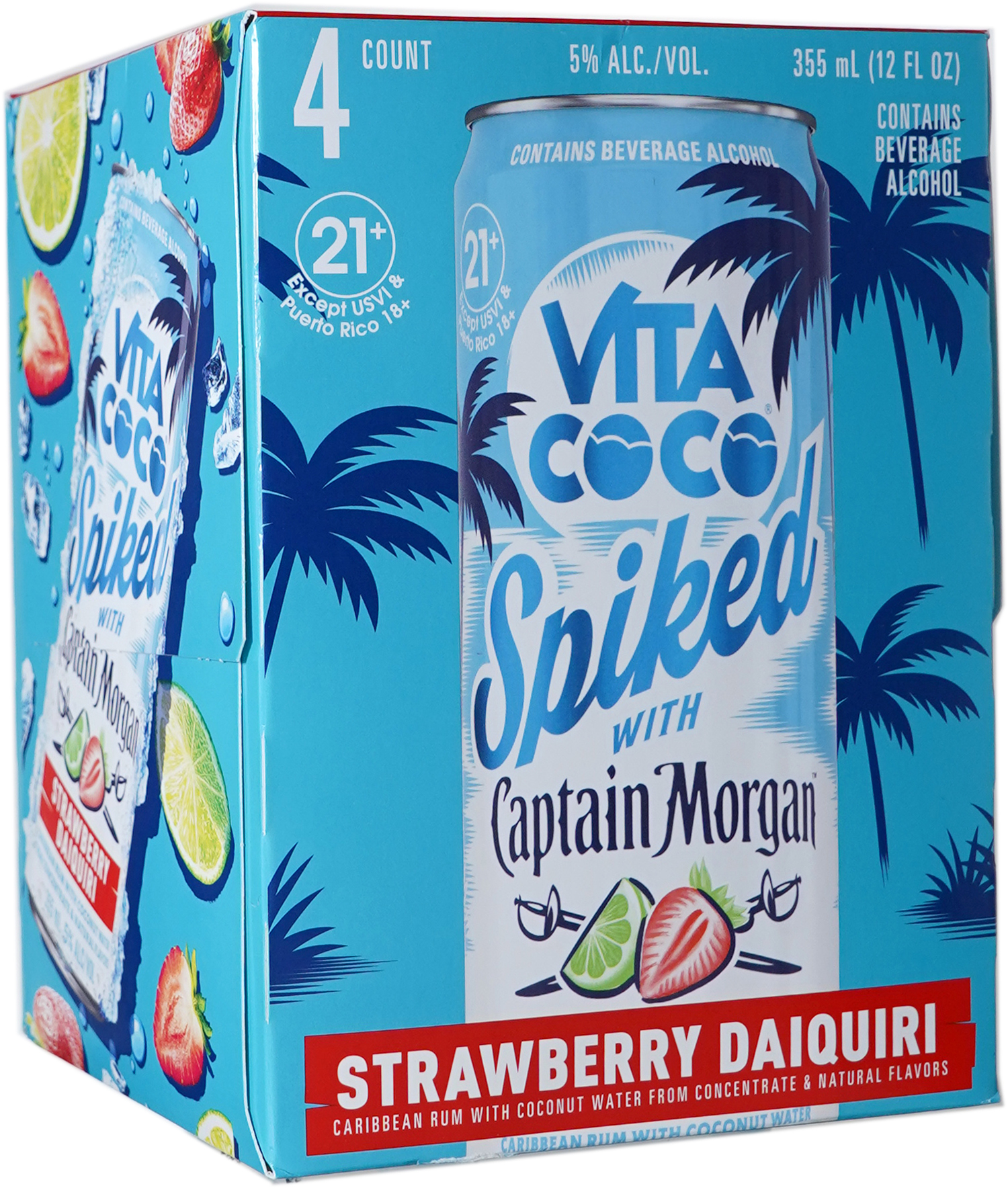 Captain Vita Coco Spiked Strawberry Daiquiri 4 Pack Cans 4