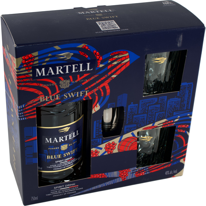 Martell Blue Swift W/ Glasses