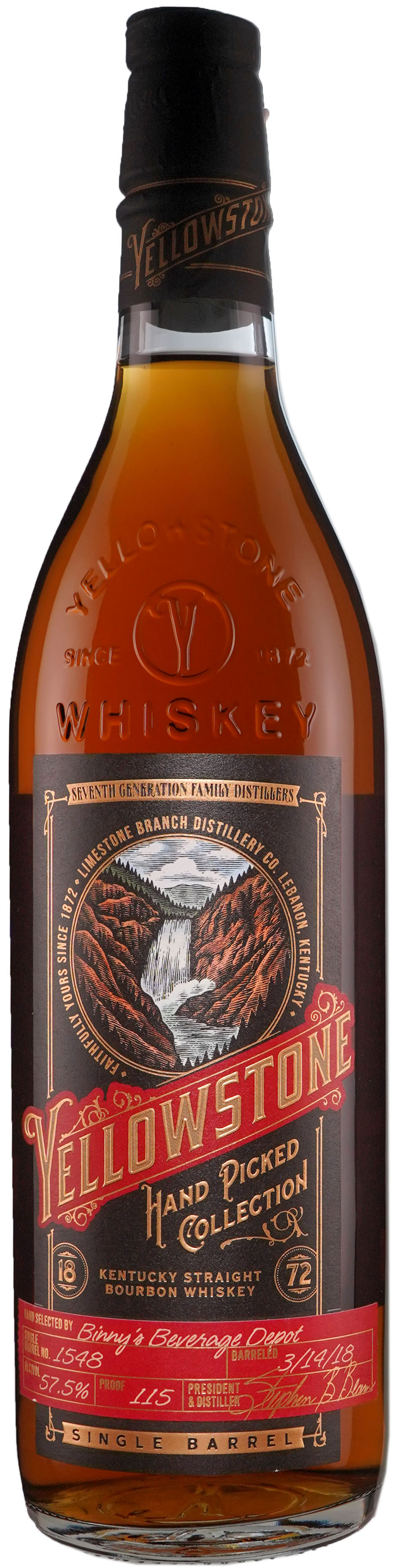 Yellowstone Handpicked Collection 115 Proof Bourbon Single Barrel # 1548 Binny's