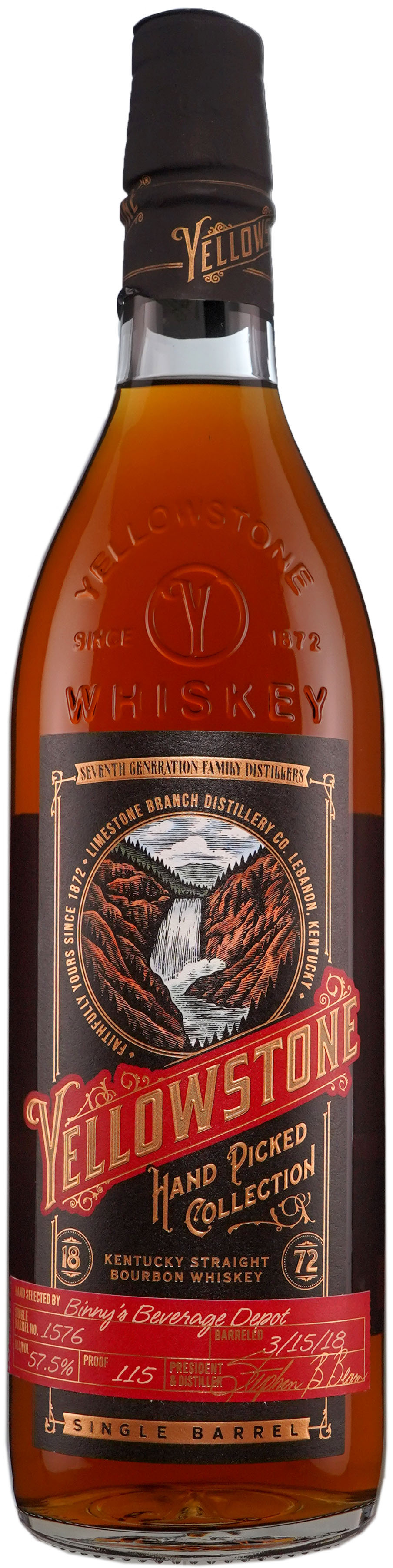 Yellowstone Handpicked Collection 115 Proof Bourbon Single Barrel # 1576 Binny's