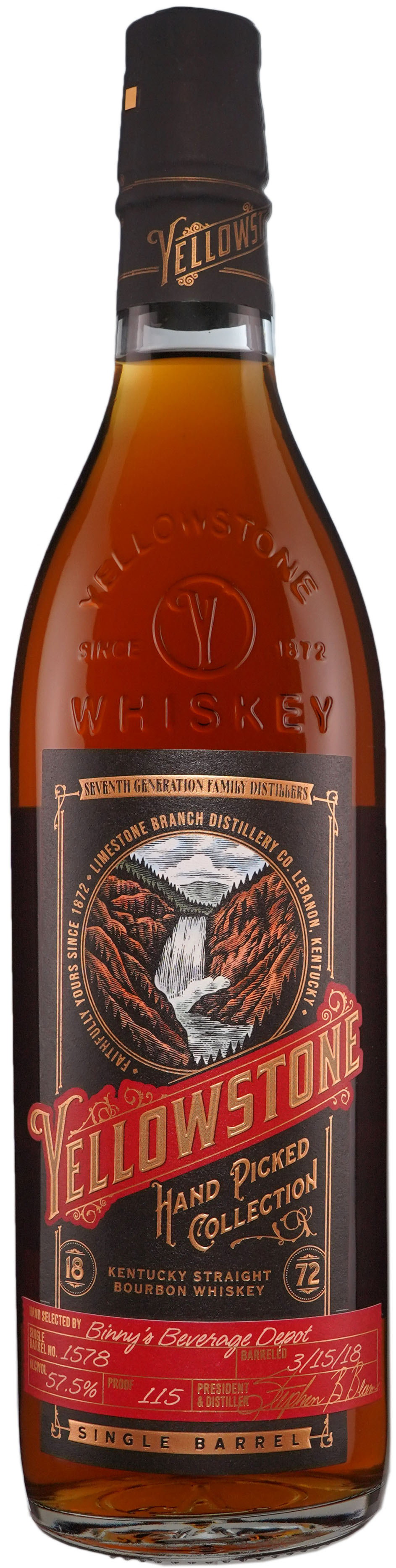 Yellowstone Handpicked Collection 115 Proof Bourbon Single Barrel # 1578 Binny's
