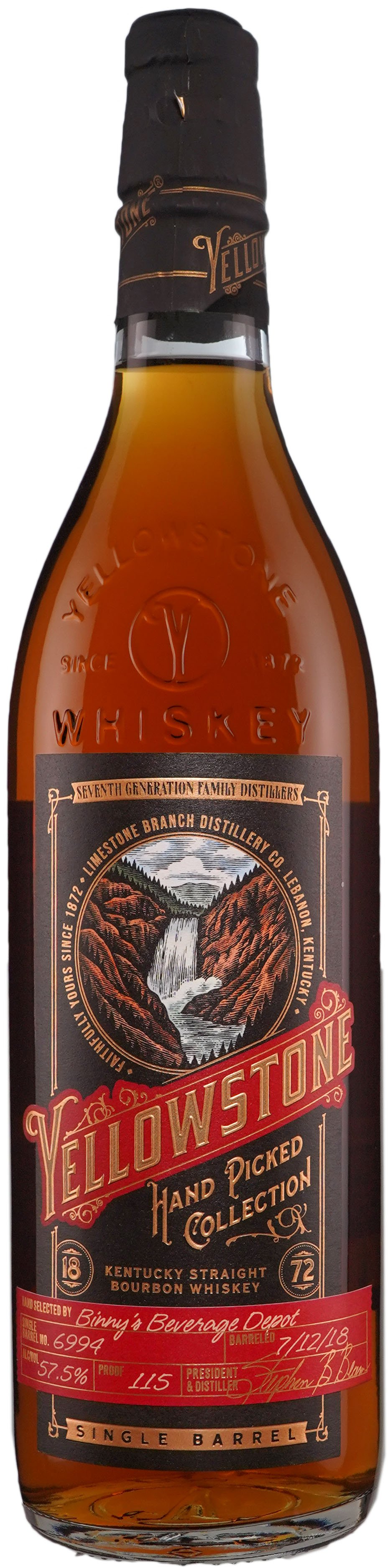Yellowstone Handpicked Collection 115 Proof Bourbon Single Barrel # 6994 Binny's