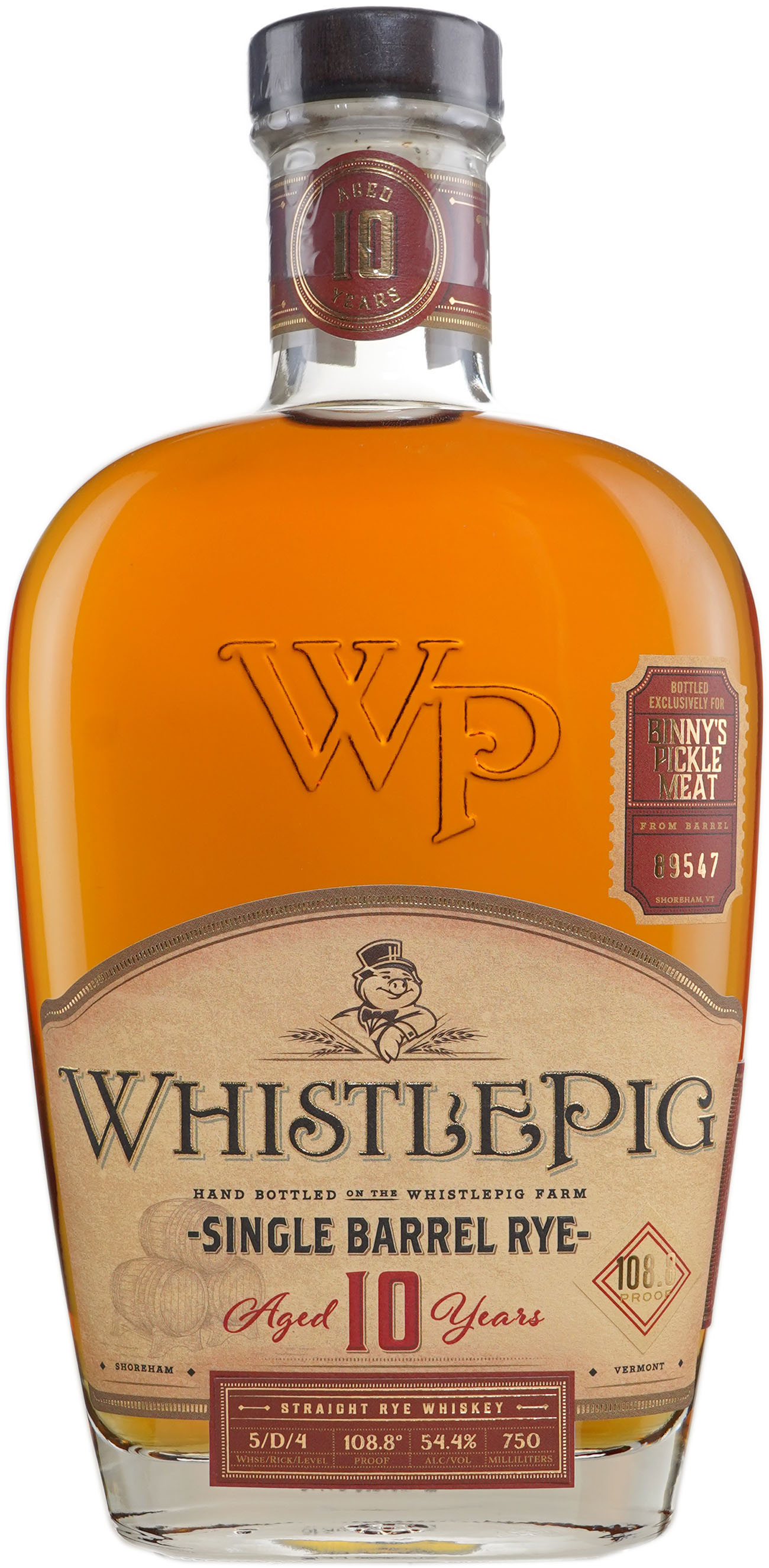 WhistlePig 10 year old Rye Single Barrel 89547 Pickle Meat Binny's