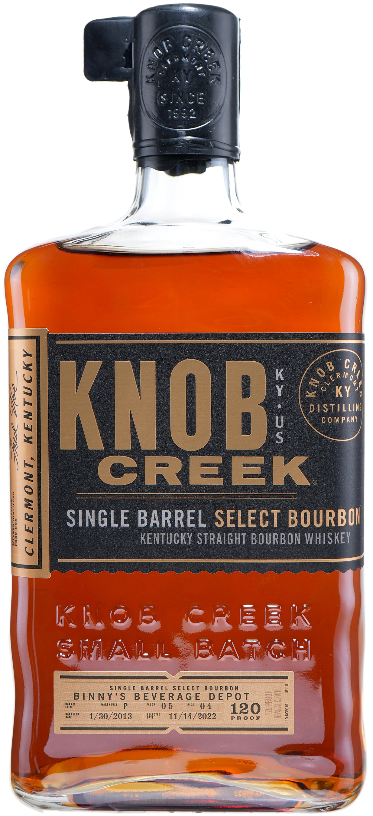 Knob Creek Bourbon Single Barrel # 16110 P5-4 13A30 Binny's Handpicked