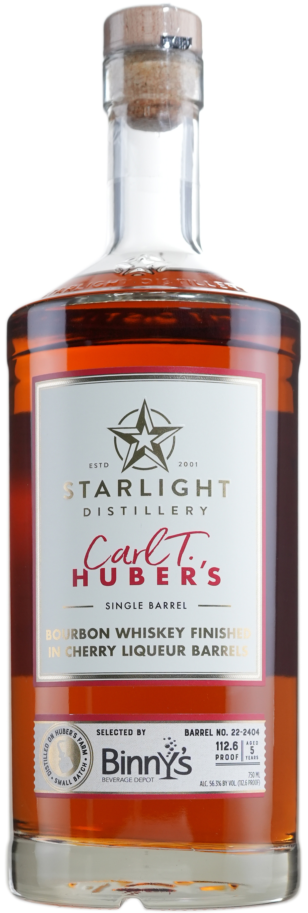 Huber's Starlight Distillery Bourbon Finished in Cherry Liqueur Barrel # 22-2404 Binny's Handpicked