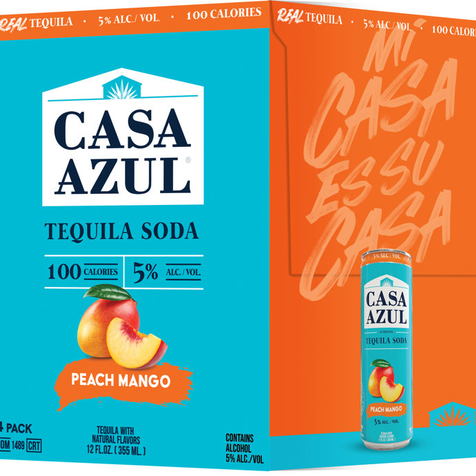 Casa Azul Tequila Soda Peach Mango 4 Pack Cans