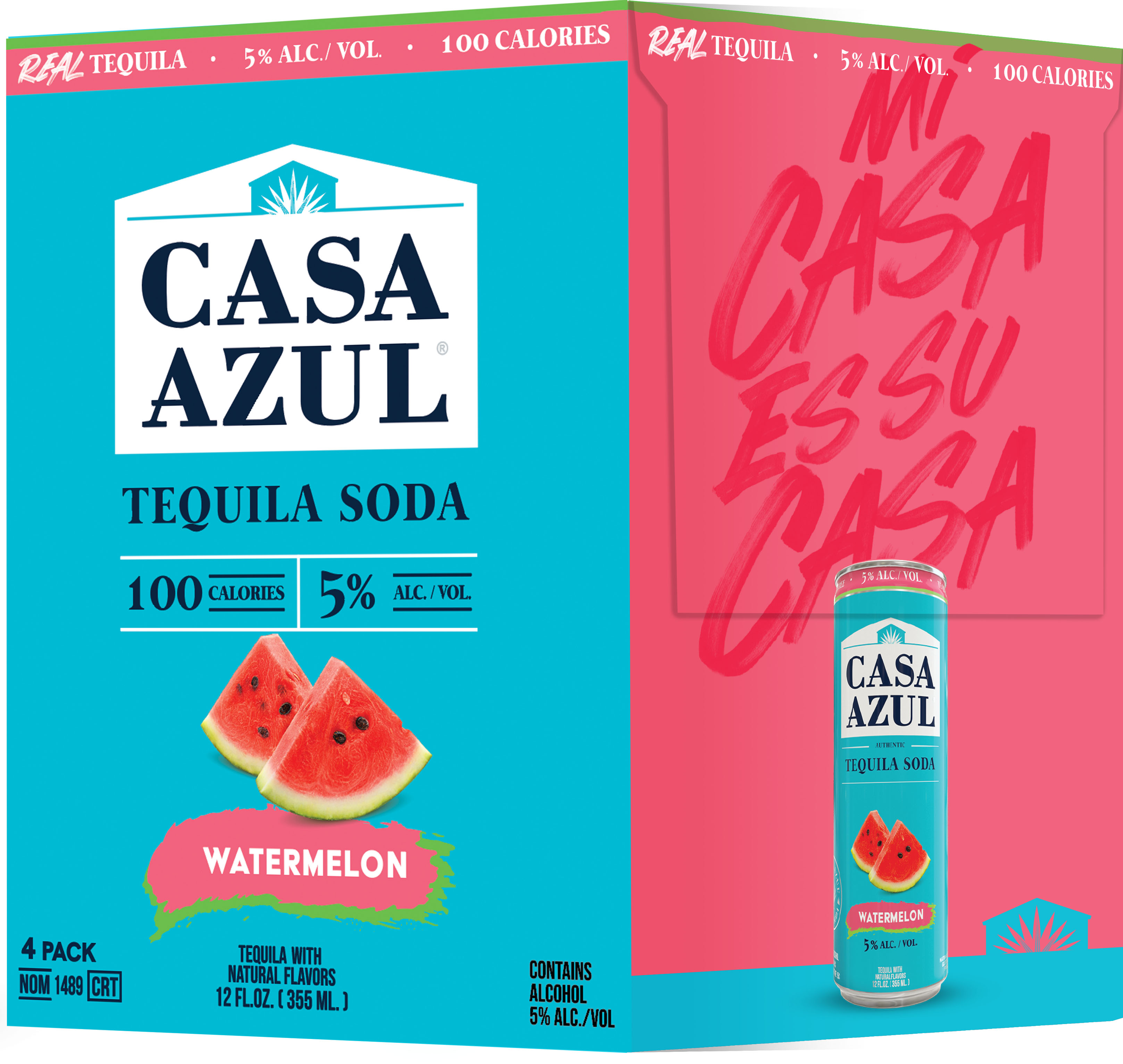 Casa Azul Tequila Soda Watermelon 4 Pack Cans 4 pack of 355 ml Can