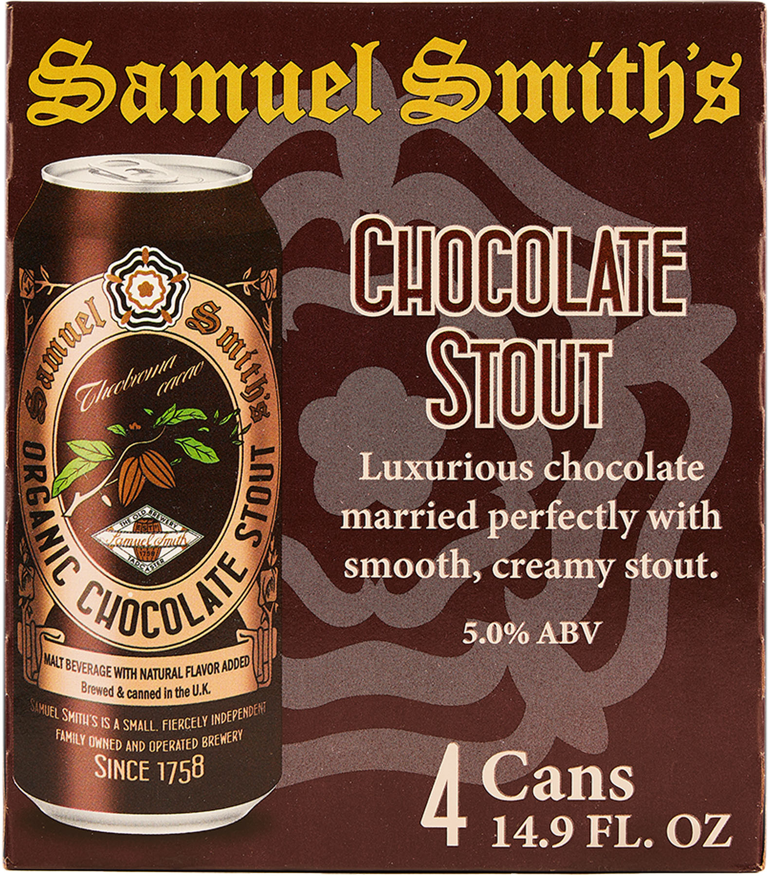 Samuel Smith's Organic Chocolate Stout | 4 pack of 14.9 oz Can