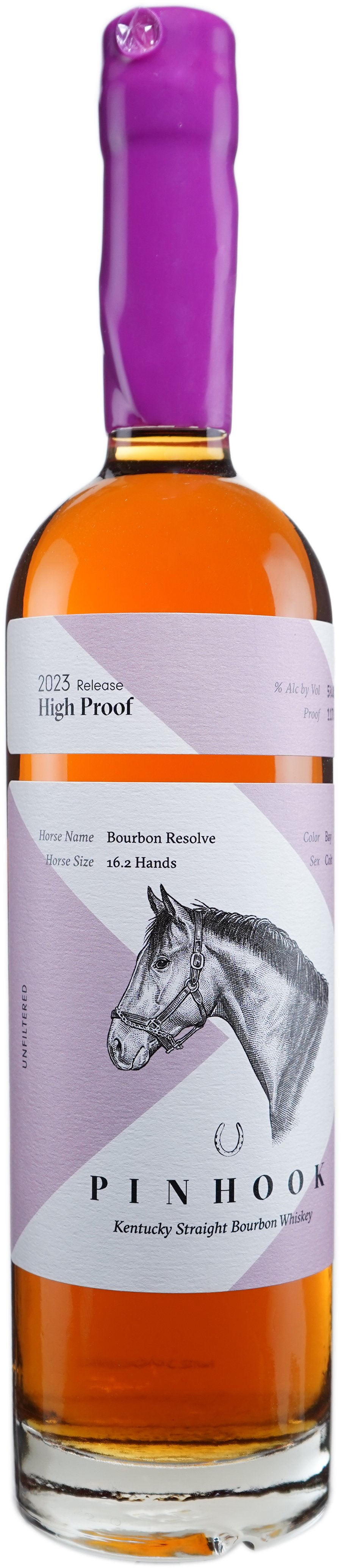 Pinhook Bourbon Resolve High Proof 2023 Straight Bourbon from Castle & Key Distillate Magenta Wax