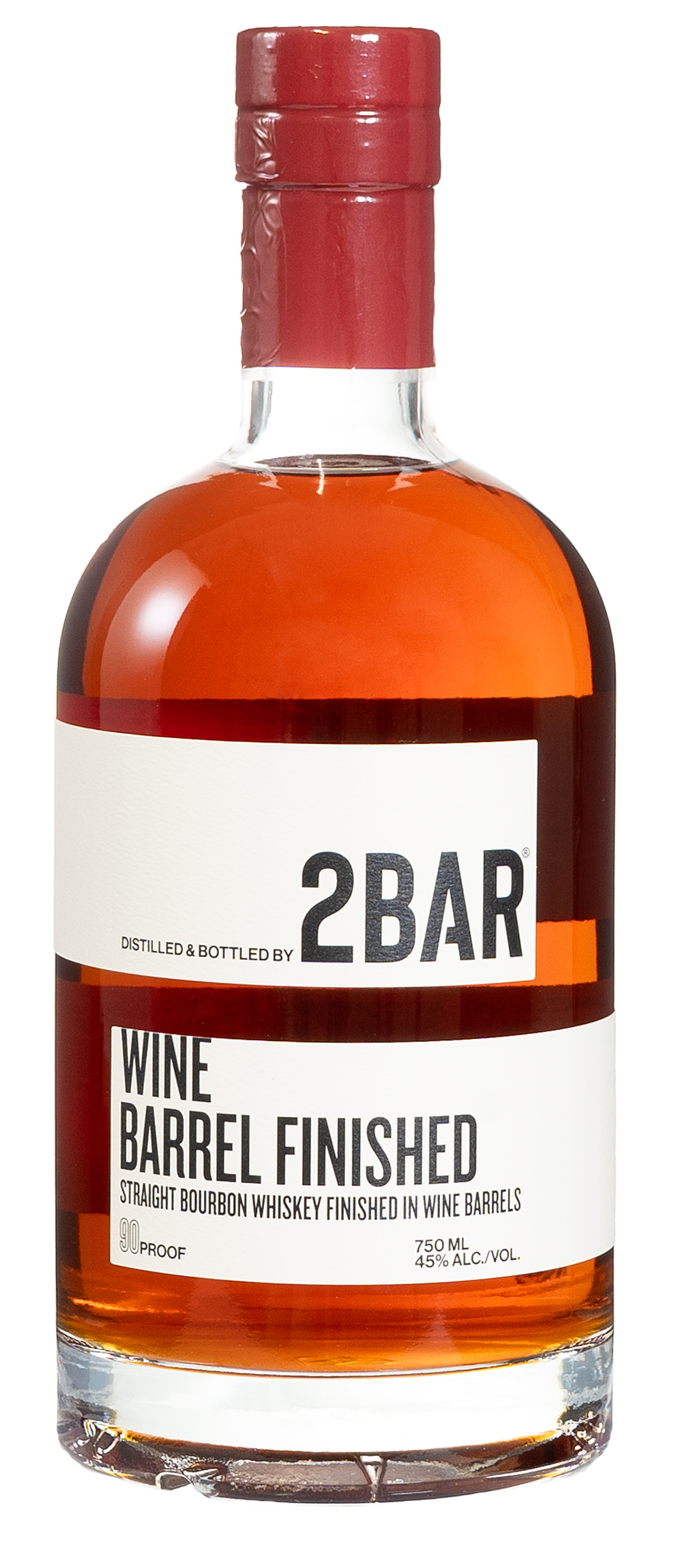 2Bar Spirits Straight Bourbon Wine Barrel Finished 750 ml Bottle