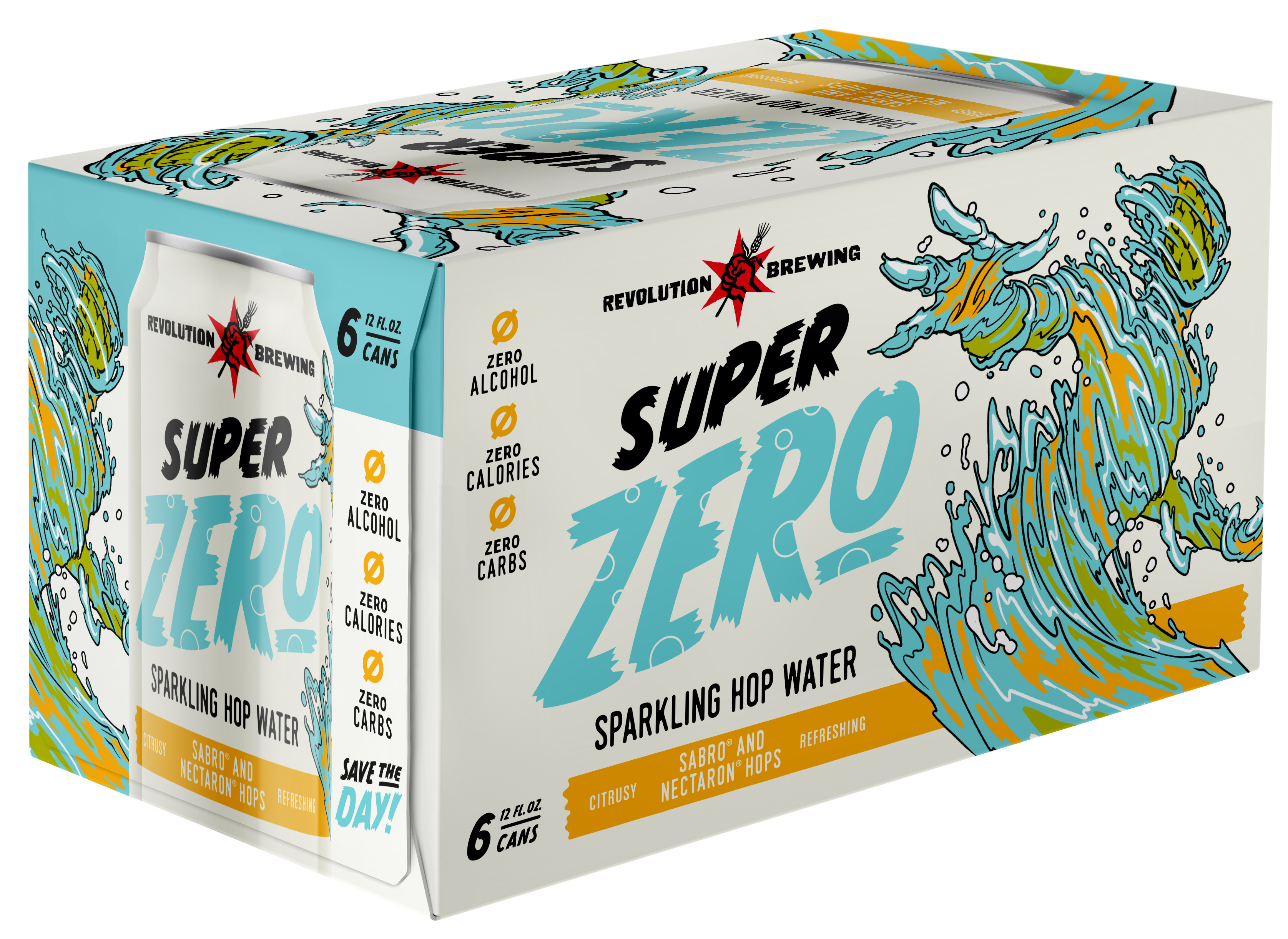 Revolution Super Zero Sparkling Hop Water 6 pack of 12 oz Can