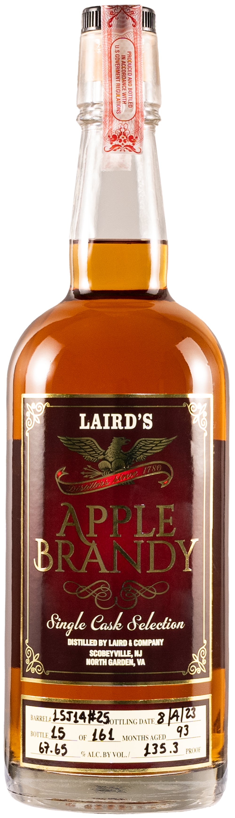 Laird's 7 year old Apple Brandy Single Barrel # 15J14 Laird's 7 year old Apple Brandy Single Barrel # 15J14
