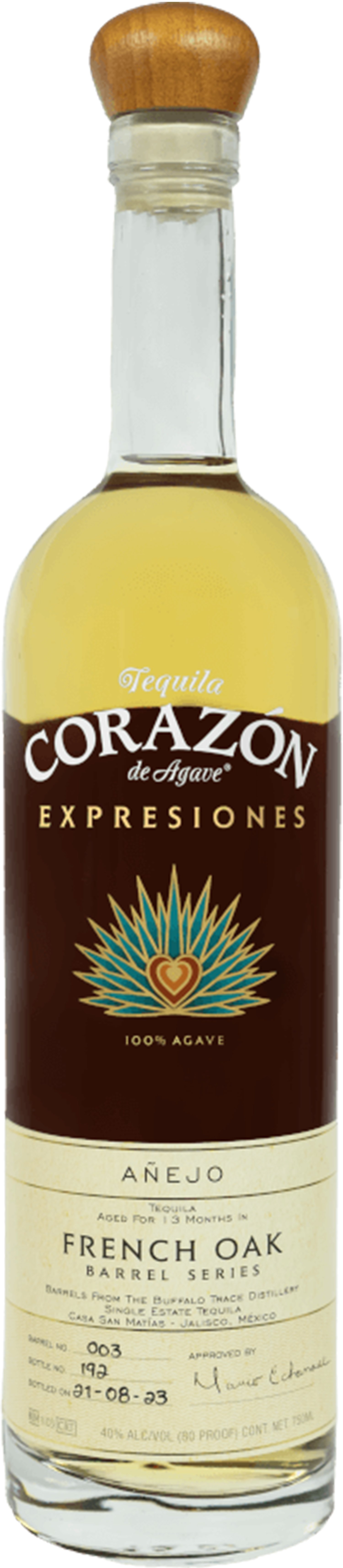 Expresiones del Corazon Anejo Tequila aged in French Oak Barrels 750