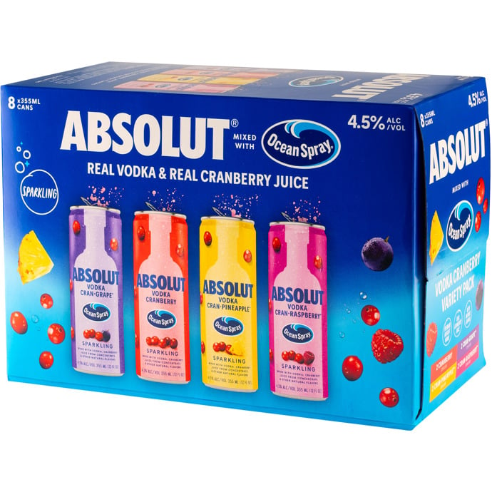 Absolut Ocean Spray Variety 8 Pack Cans