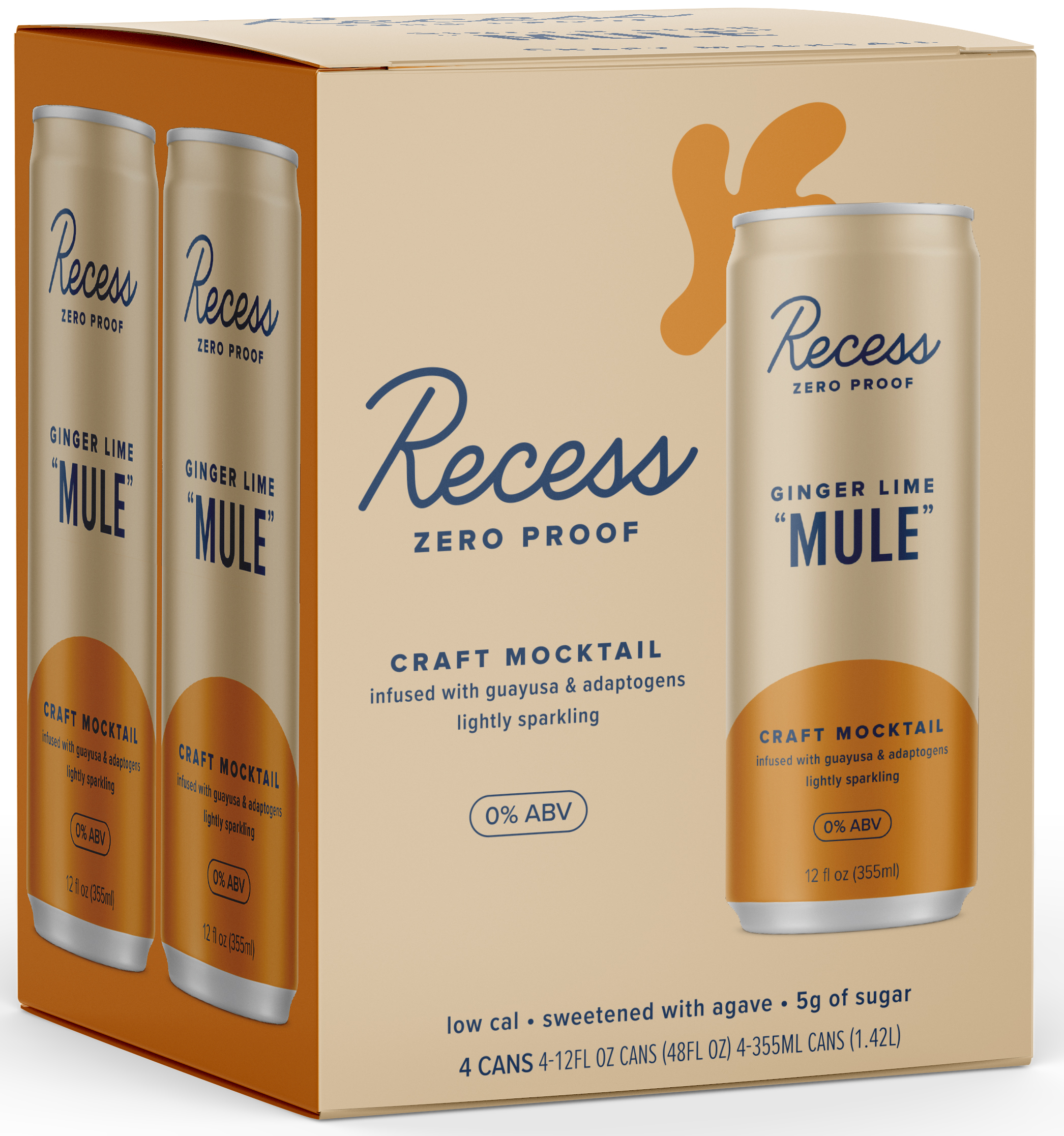Recess Zero Proof Ginger Lime Mule 4pk | 4 pack of 355 ml Can