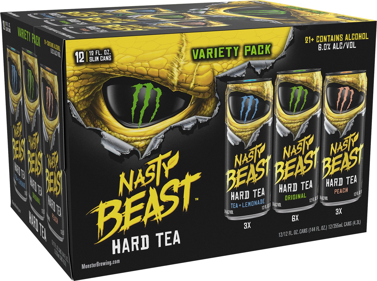 Monster Nasty Beast Hard Tea バラエティパック12缶 Monster Brewing Alcohol The Nasty Beast Hard Tea 12Pk