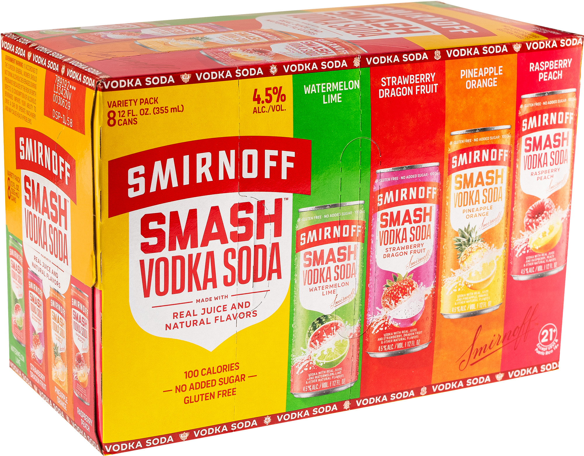 Smirnoff Smash Vodka Soda Variety 8 Pack Cans | 8 pack of 12 oz Can