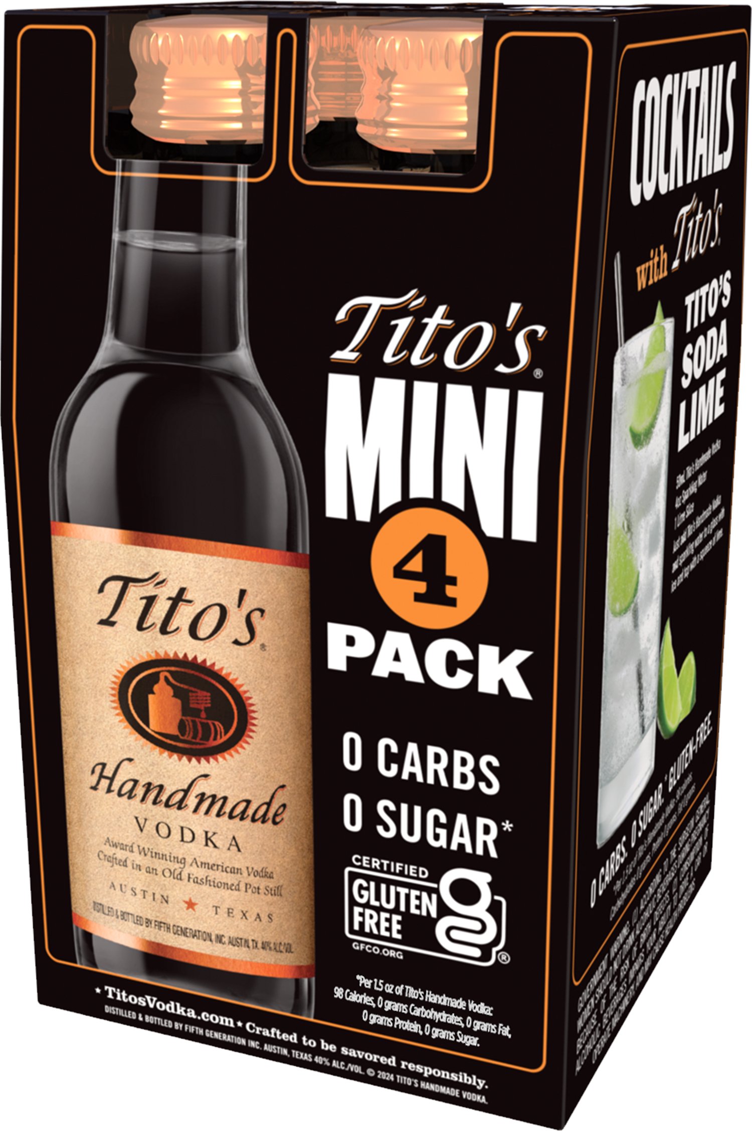 Tito's Handmade Vodka 4 Pack Bottles | 4 pack of 50 ml Bottle