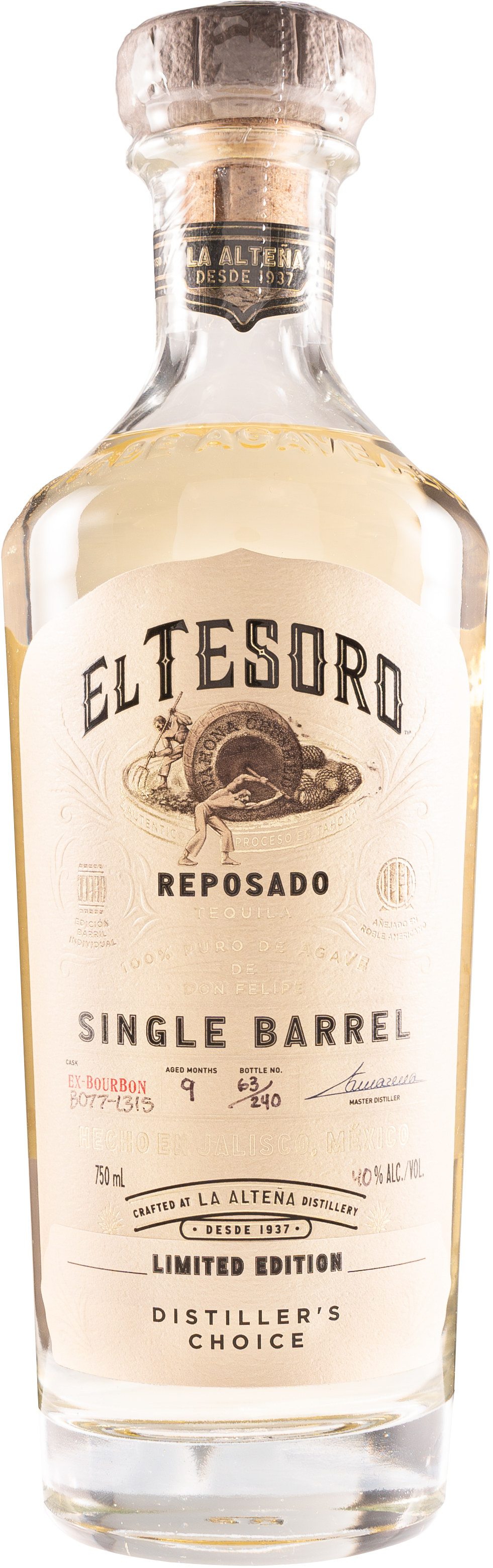 El Tesoro Reposado Single Barrel B077L315 Binny's Handpicked 750 ml