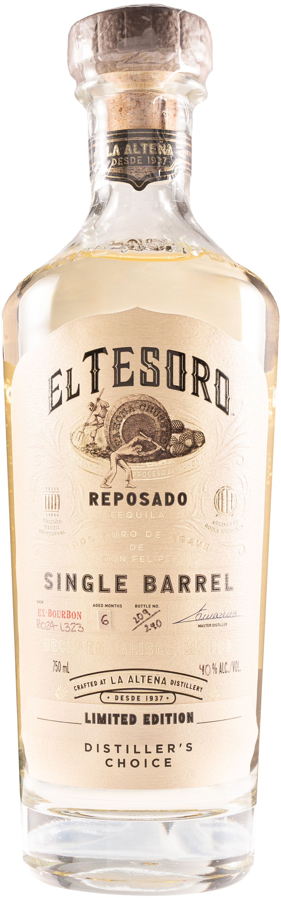 El Tesoro Reposado Single Barrel B024L323 Binny's Handpicked 750 ml