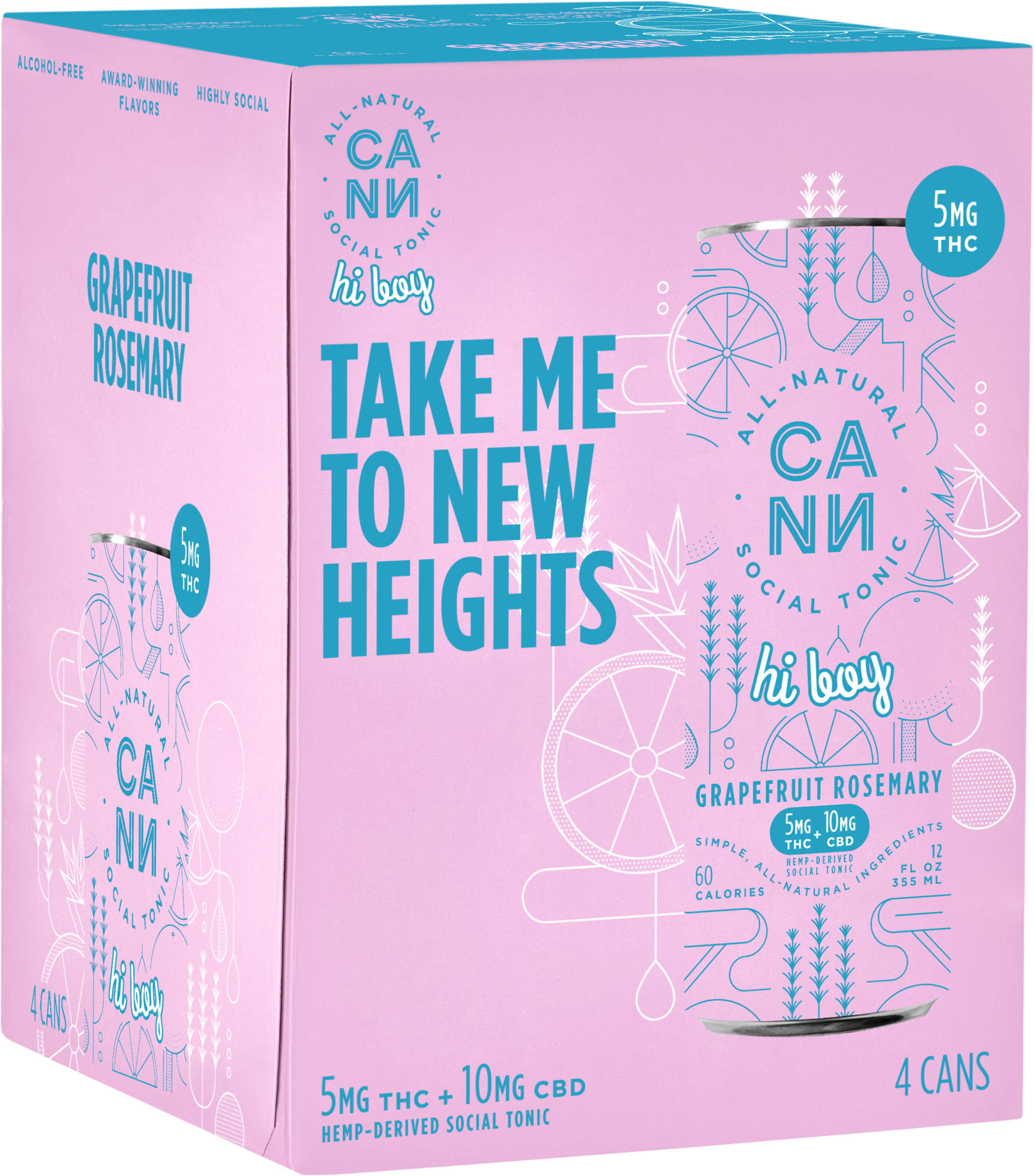 Cann Tonic Grapefruit Rosemary 5MG THC | 4 pack of 12 oz Can