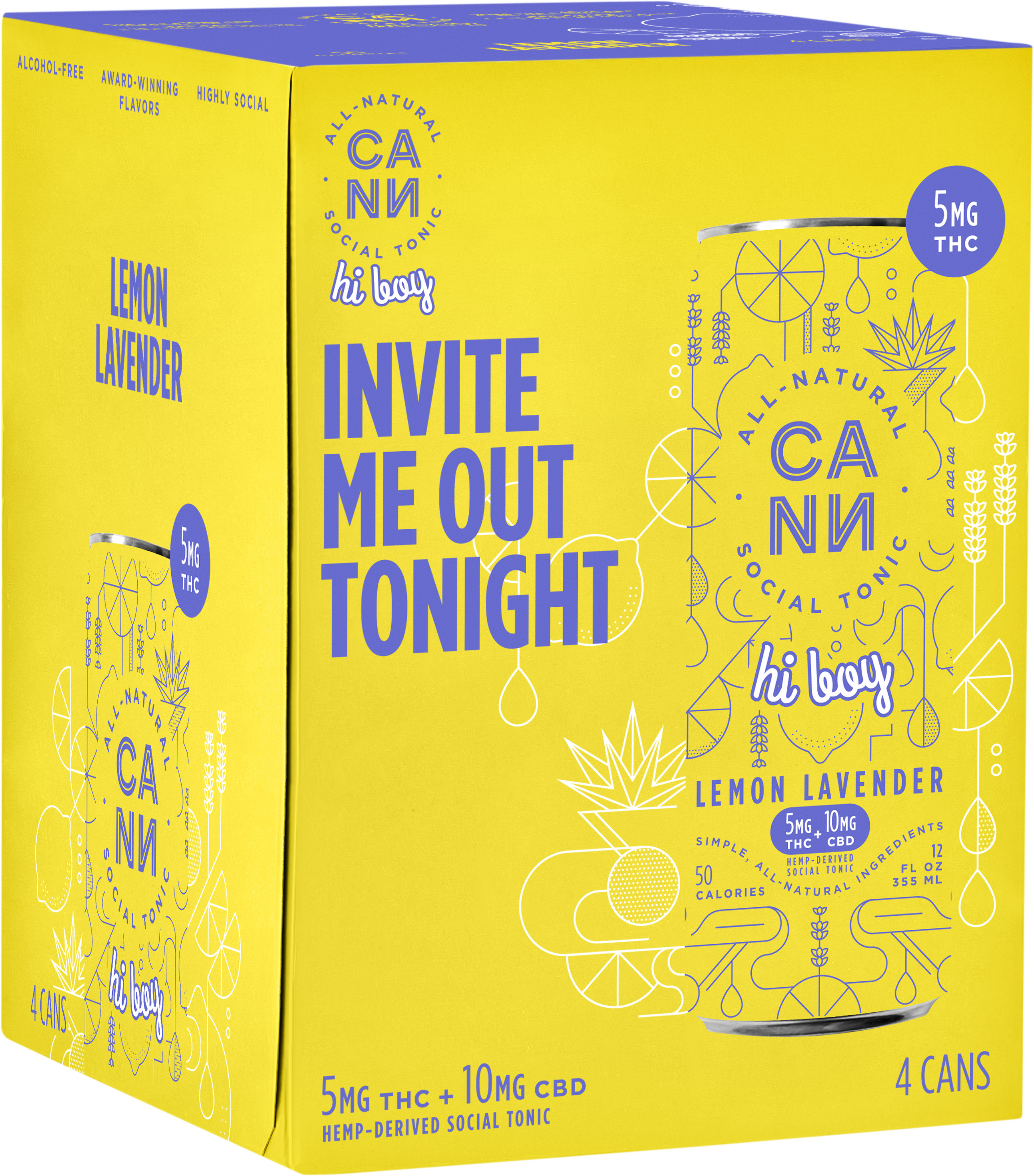 Cann Tonic Lemon Lavender 5MG THC | 4 pack of 12 oz Can
