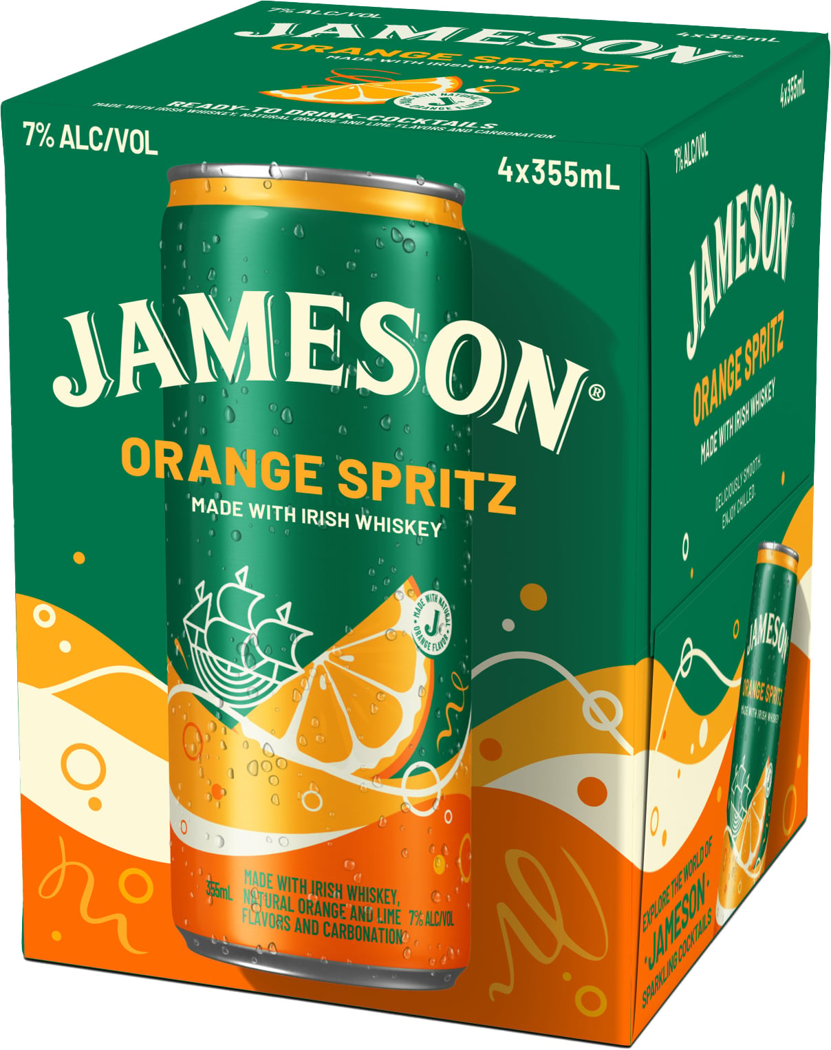 ＪAMESOＮＩ       detail'S     4本セット Jameson Orange Spritz 4 Pack Cans | 4 pack of 355 ml Can