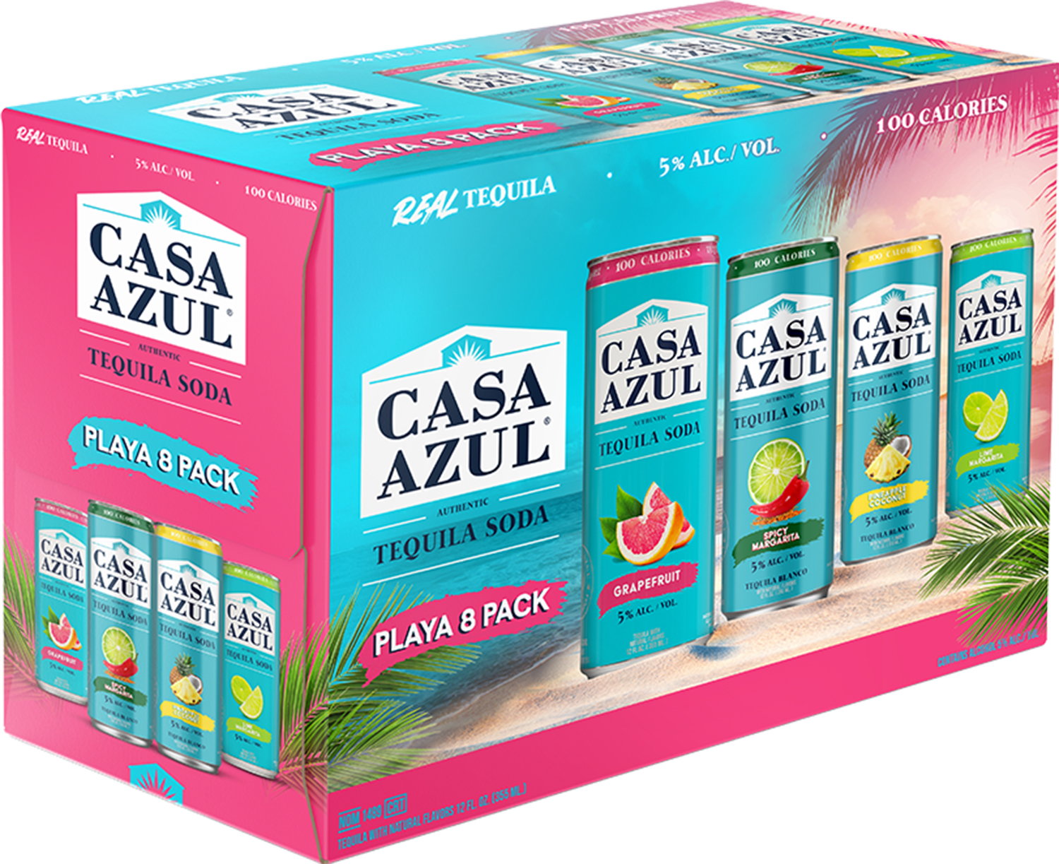 Casa Azul Tequila Soda Playa Variety 8 Pack Cans | 8 pack of 355