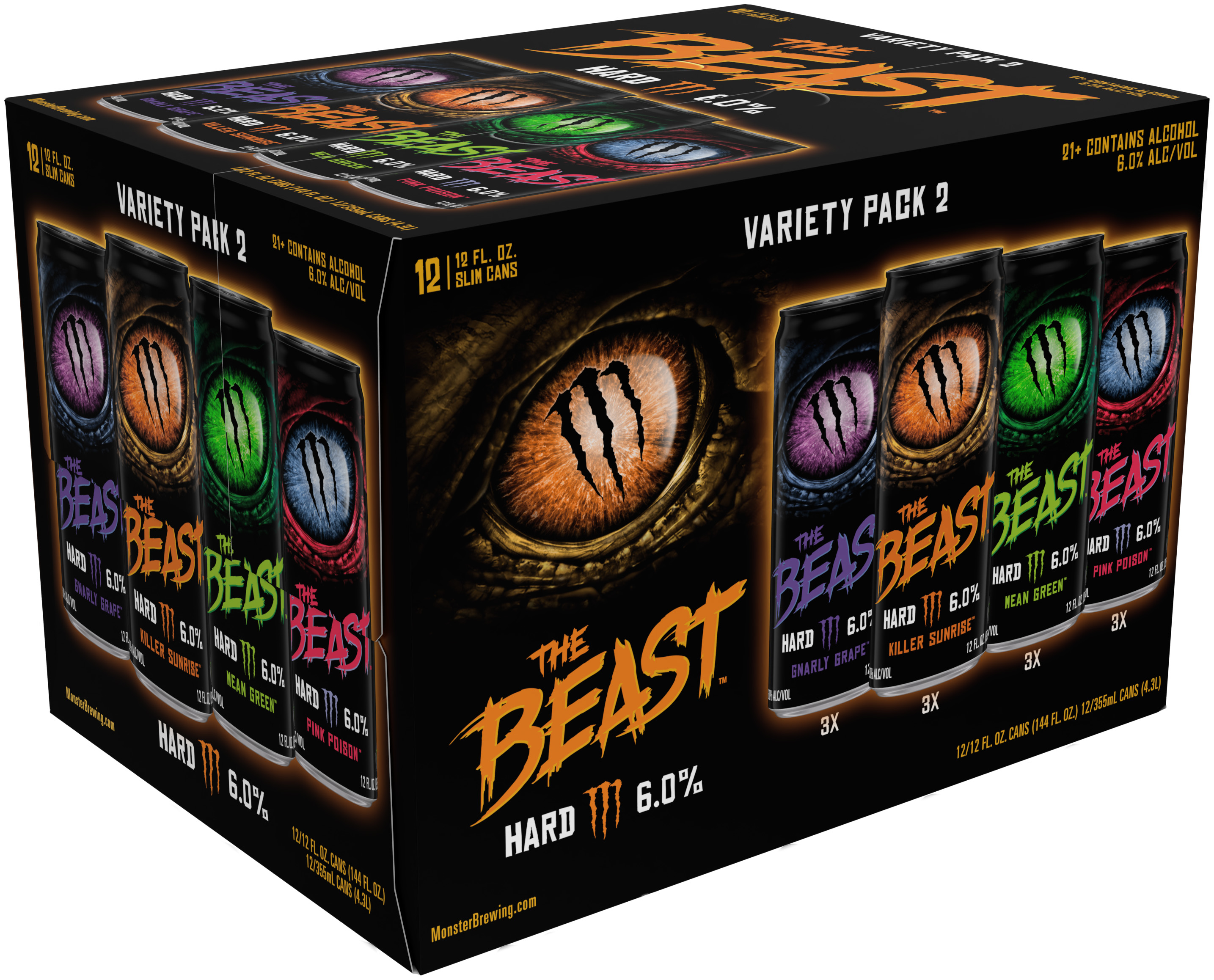 Monster Nasty Beast Hard Tea バラエティパック12缶 Monster Nasty Beast Hard Tea Variety 12 Pack In Cans - 12-12