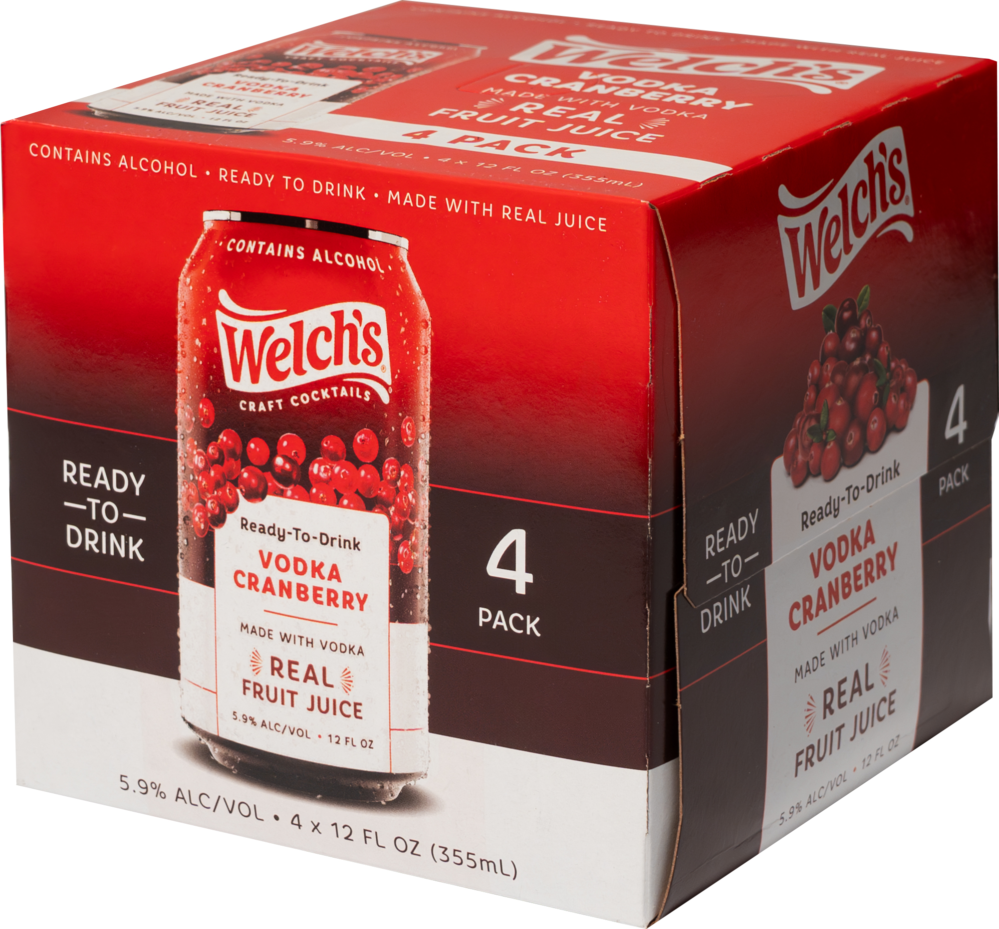 Welch's Vodka Cranberry 4 Pack Cans | 4 pack of 12 oz Can