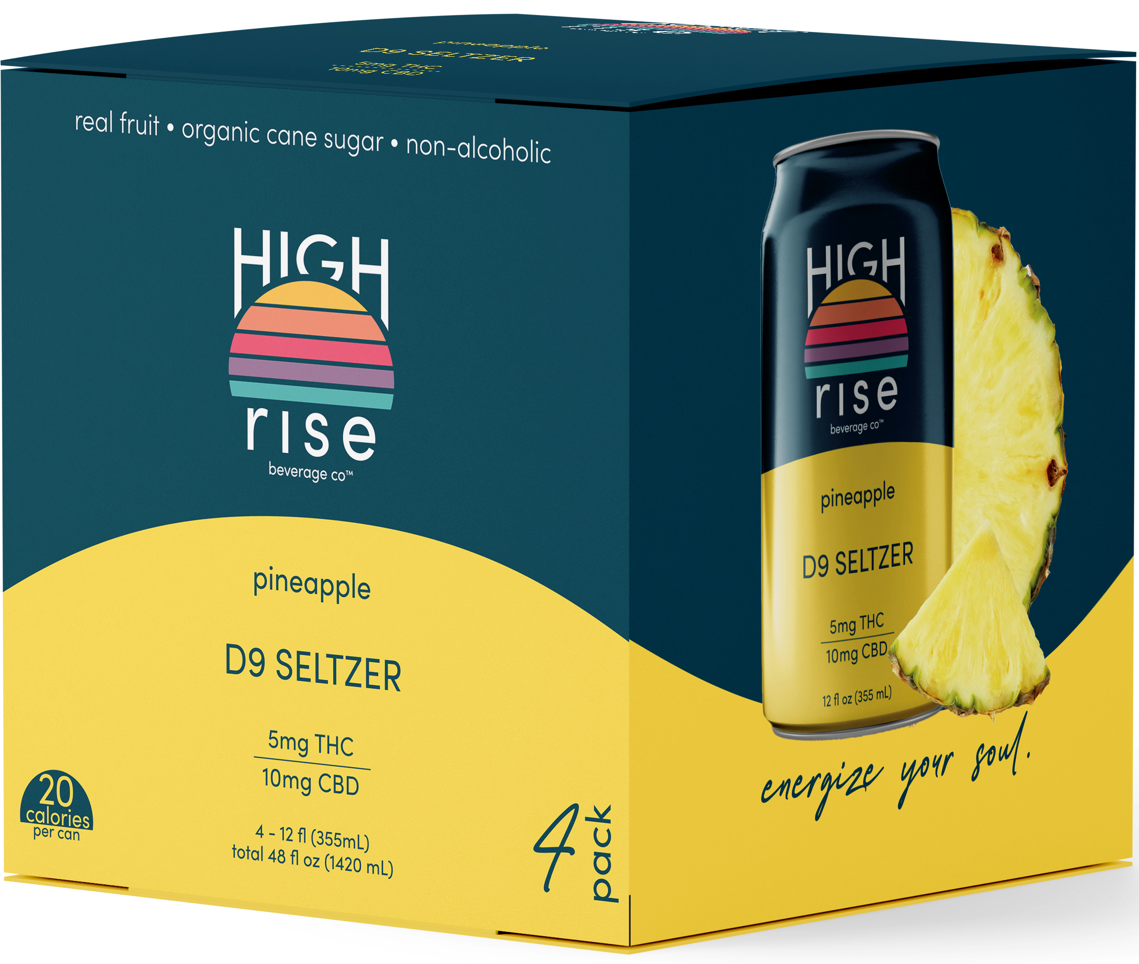High Rise Pineapple 5mg THC 10mg CBD | 4 pack of 12 oz Can