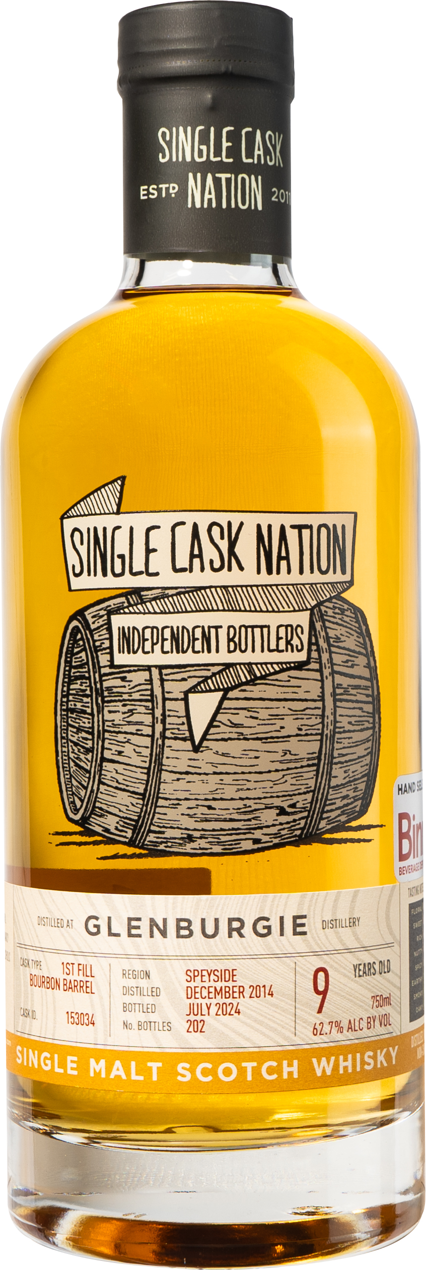 Single Cask Nation Glenburgie 9 year old 1st Fill Bourbon Barrel