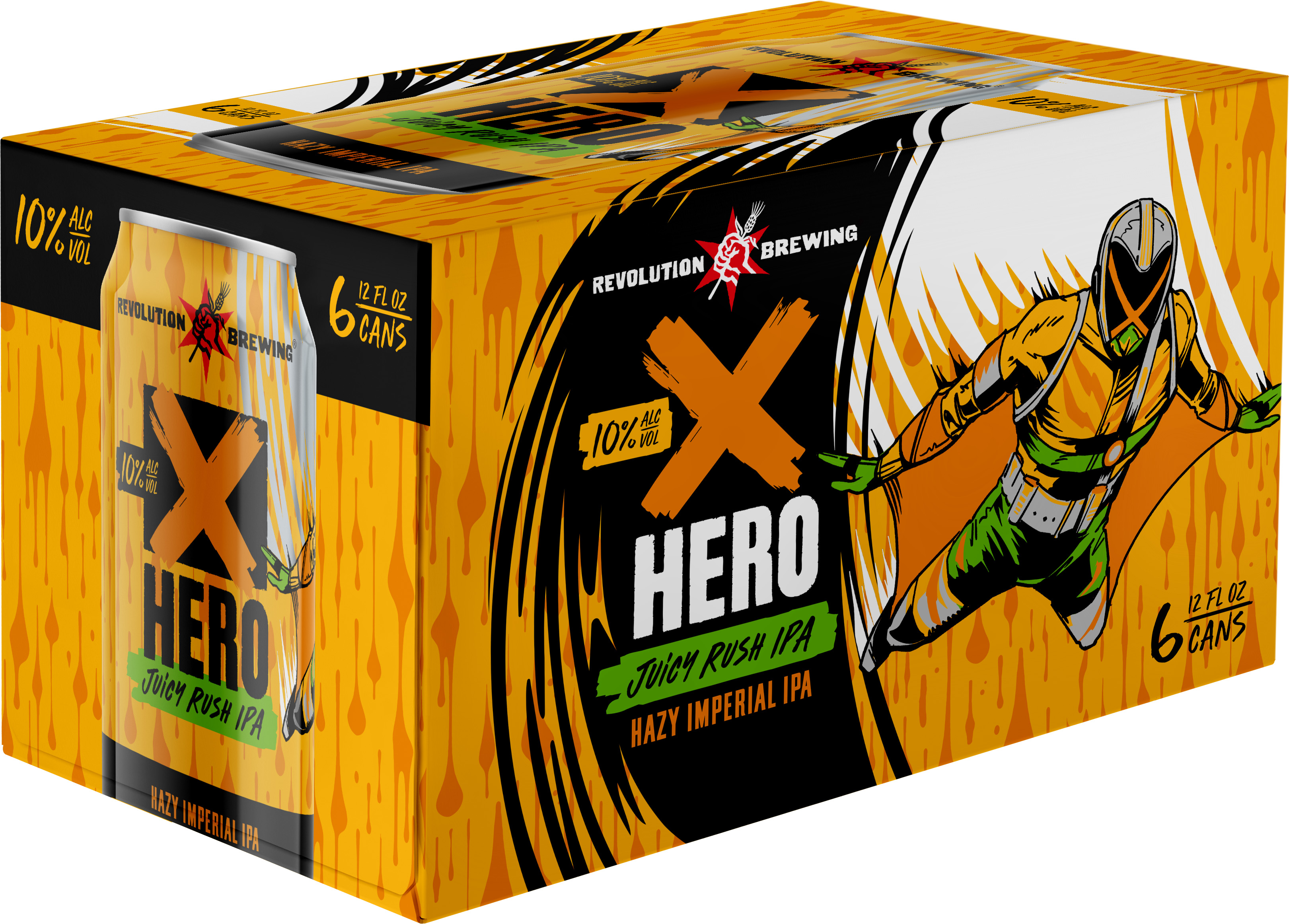 Revolution X-Hero Juicy Rush | 6 pack of 12 oz Can