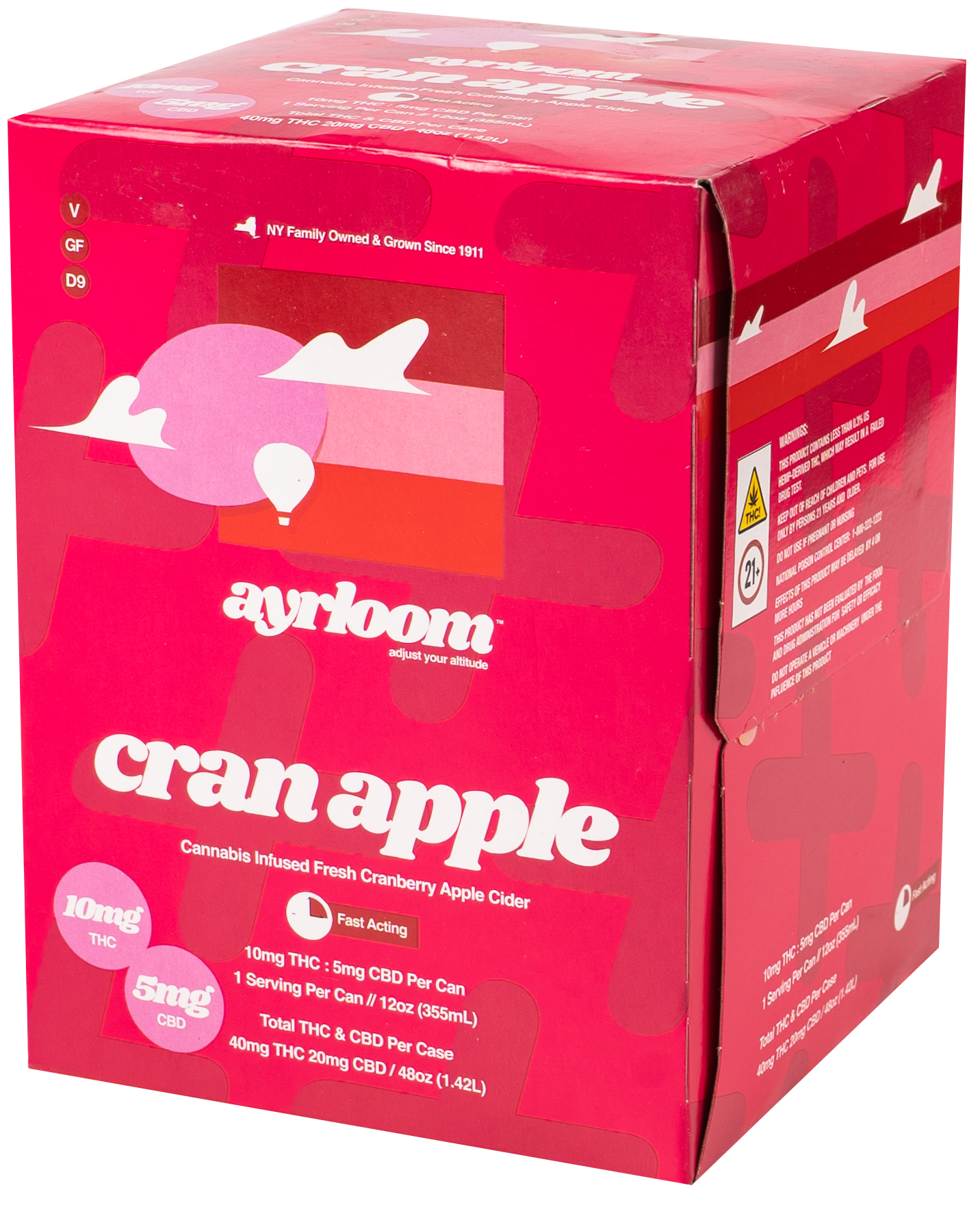 Ayrloom Cran Apple 10mg THC 5mg CBD | 4 pack of 12 oz Can
