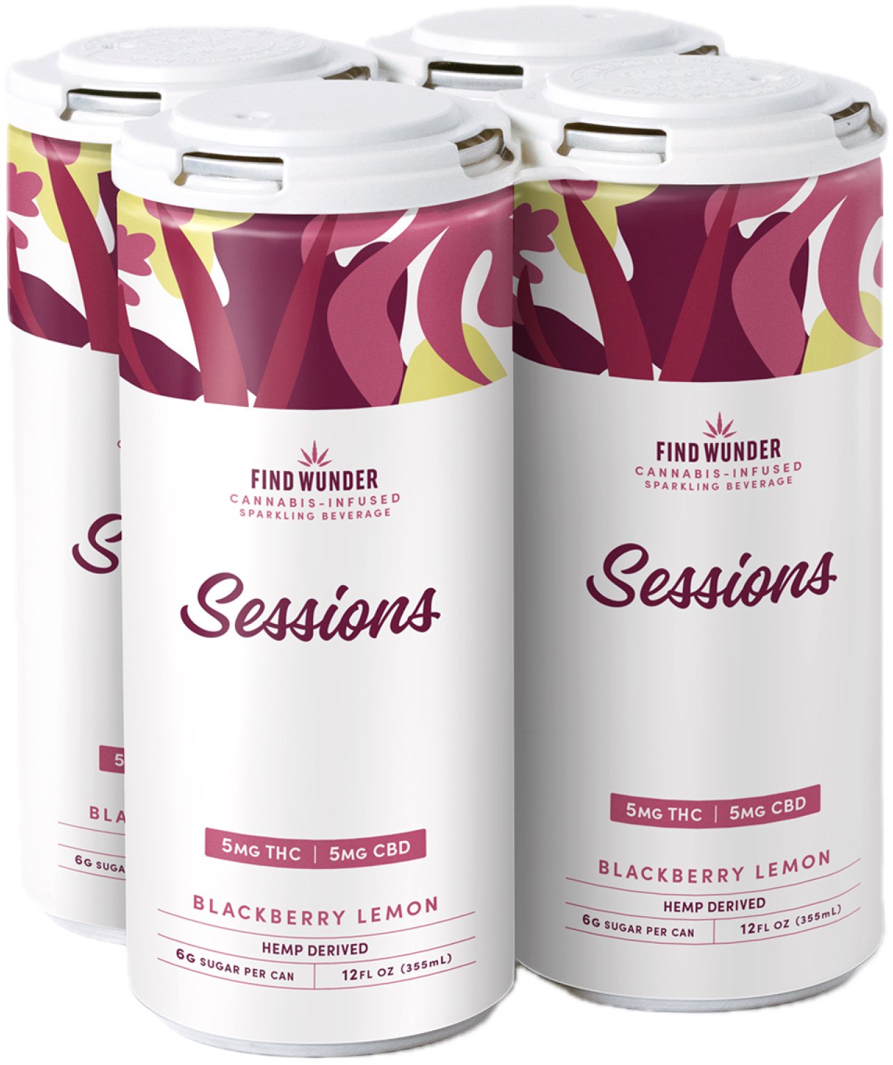 Find Wunder Sessions THC Blackberry Lemon 5MG | 4 pack of 12 oz Can