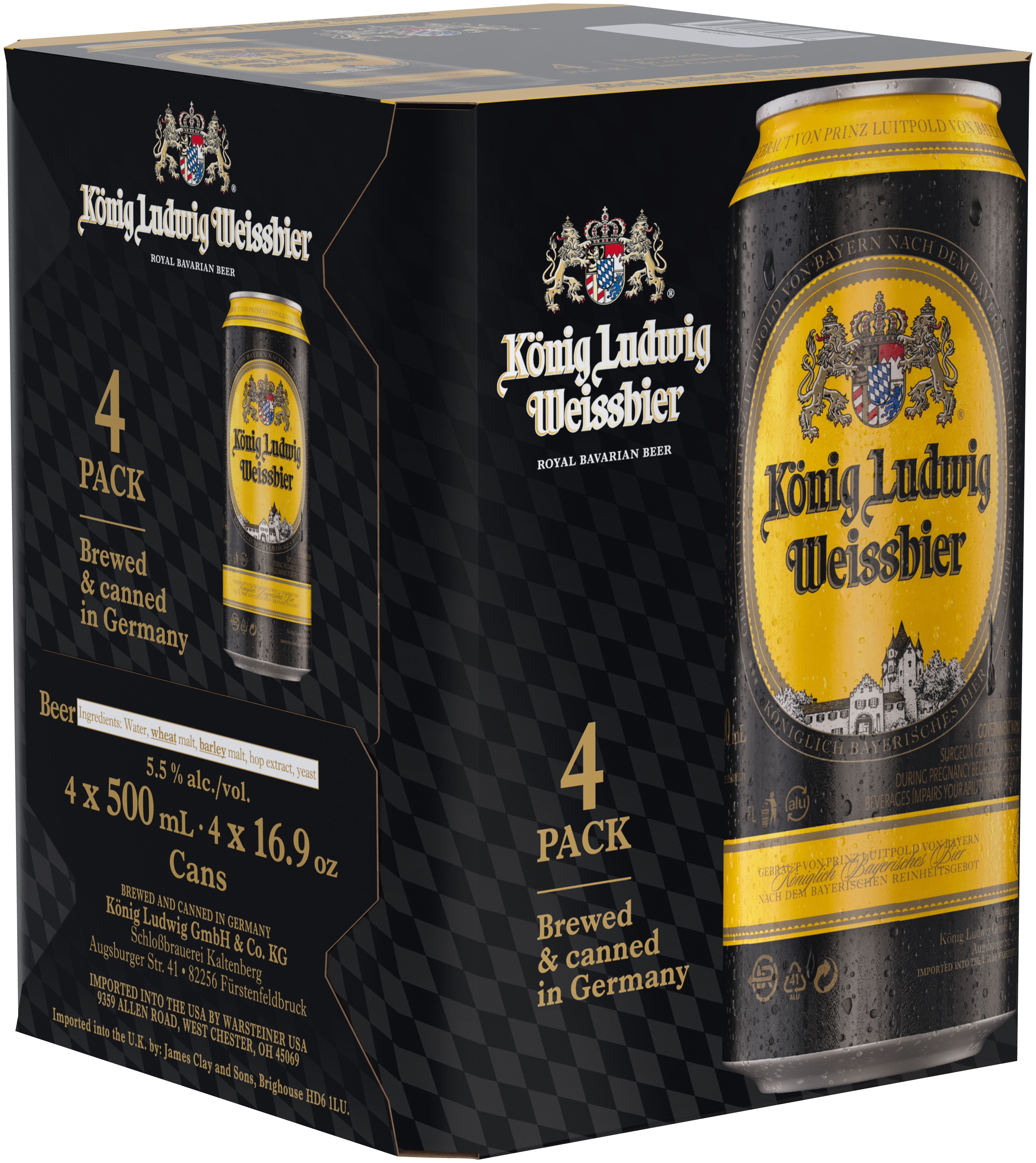 Konig Ludwig Hefe Weiss | 4 pack of 16.9 oz Can