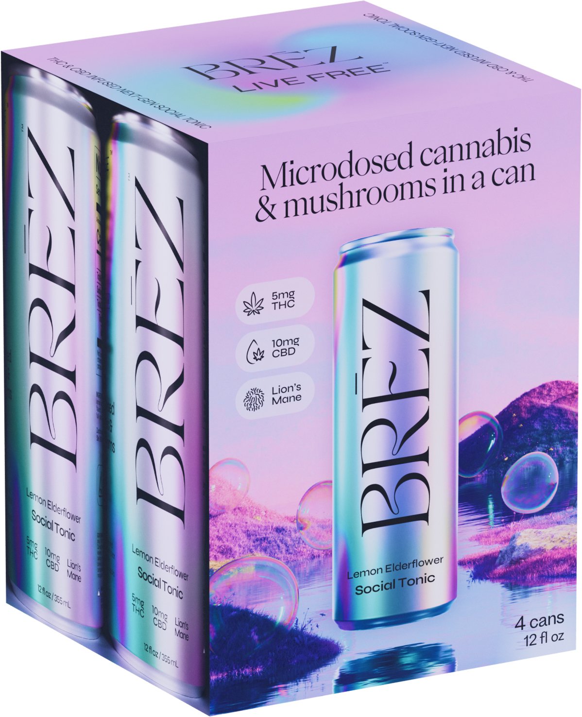 Brez Lemon Elderflower 5MG THC | 4 pack of 12 oz Can