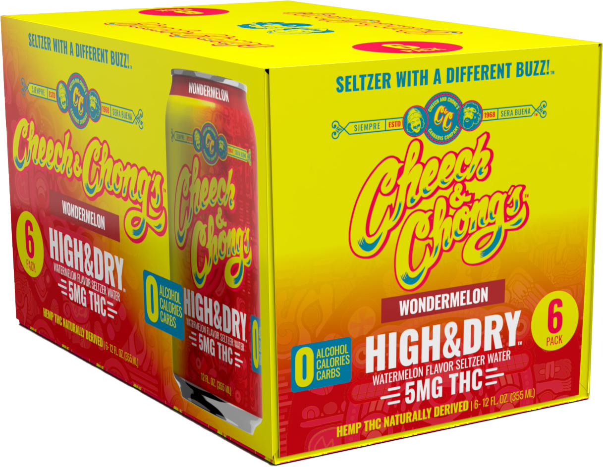 Cheech and Chong Wondermelon Seltzer 5MG THC | 6 pack of 12 oz Can