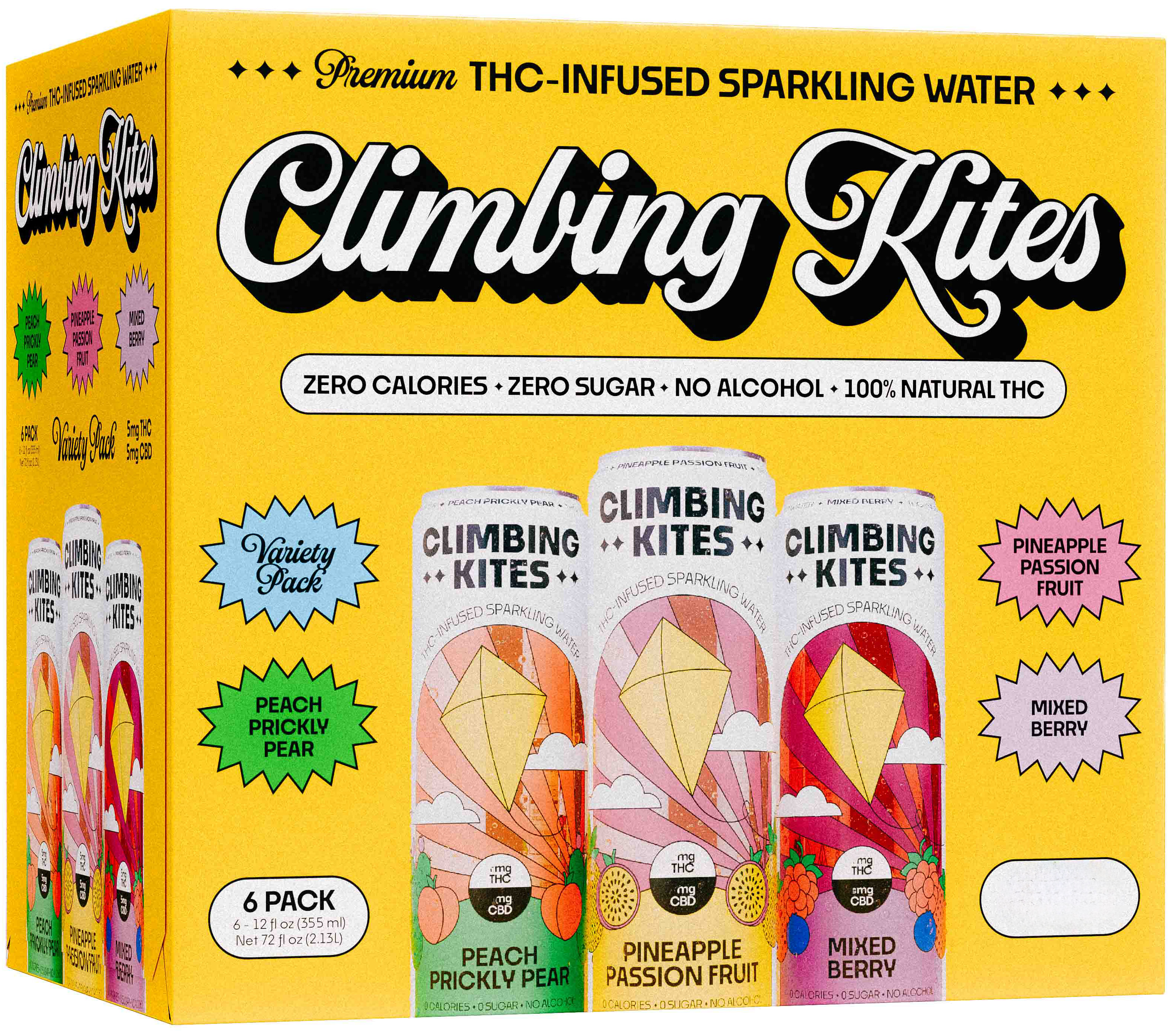 Climbing Kites Variety Pack 10mg THC 10mg CBD | 6 pack of 12 oz Can