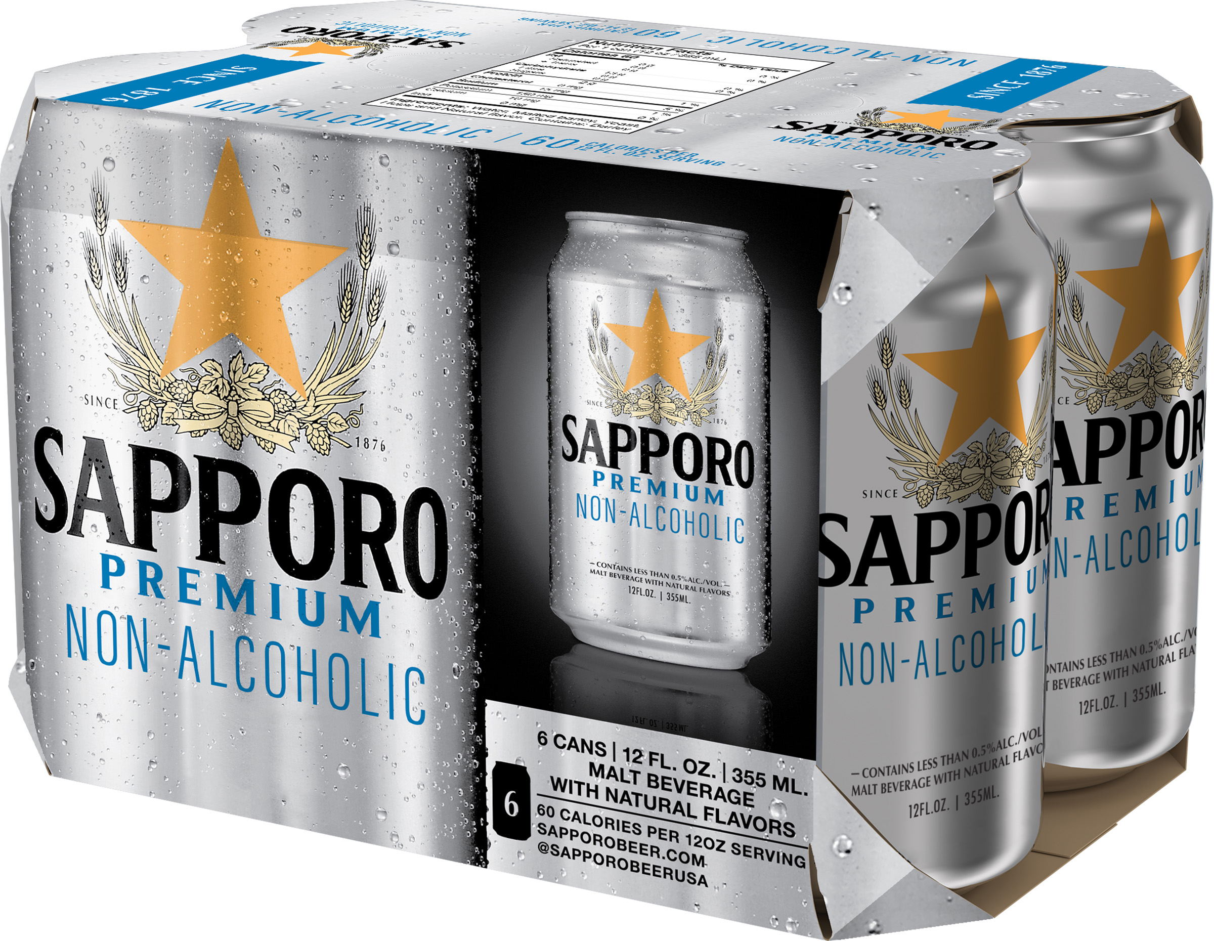 Sapporo Premium Non-Alcoholic | 6 pack of 12 oz Can