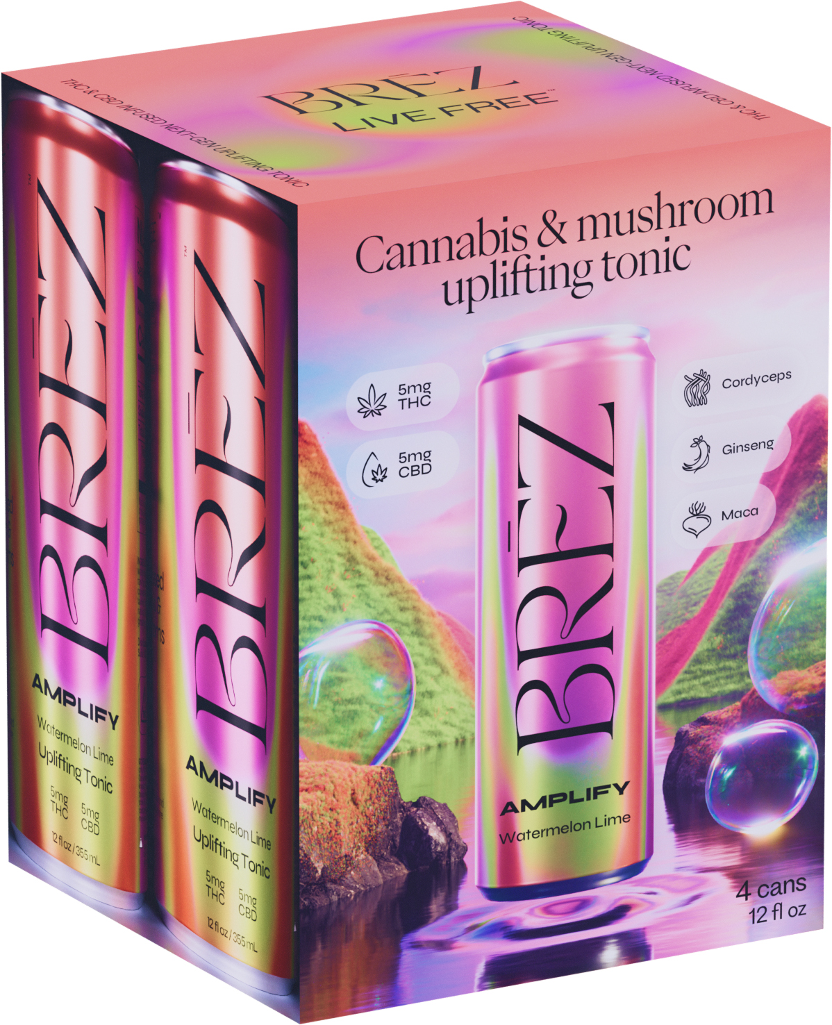 Brez Amplify Watermelon Lime 5MG THC | 4 pack of 12 oz Can
