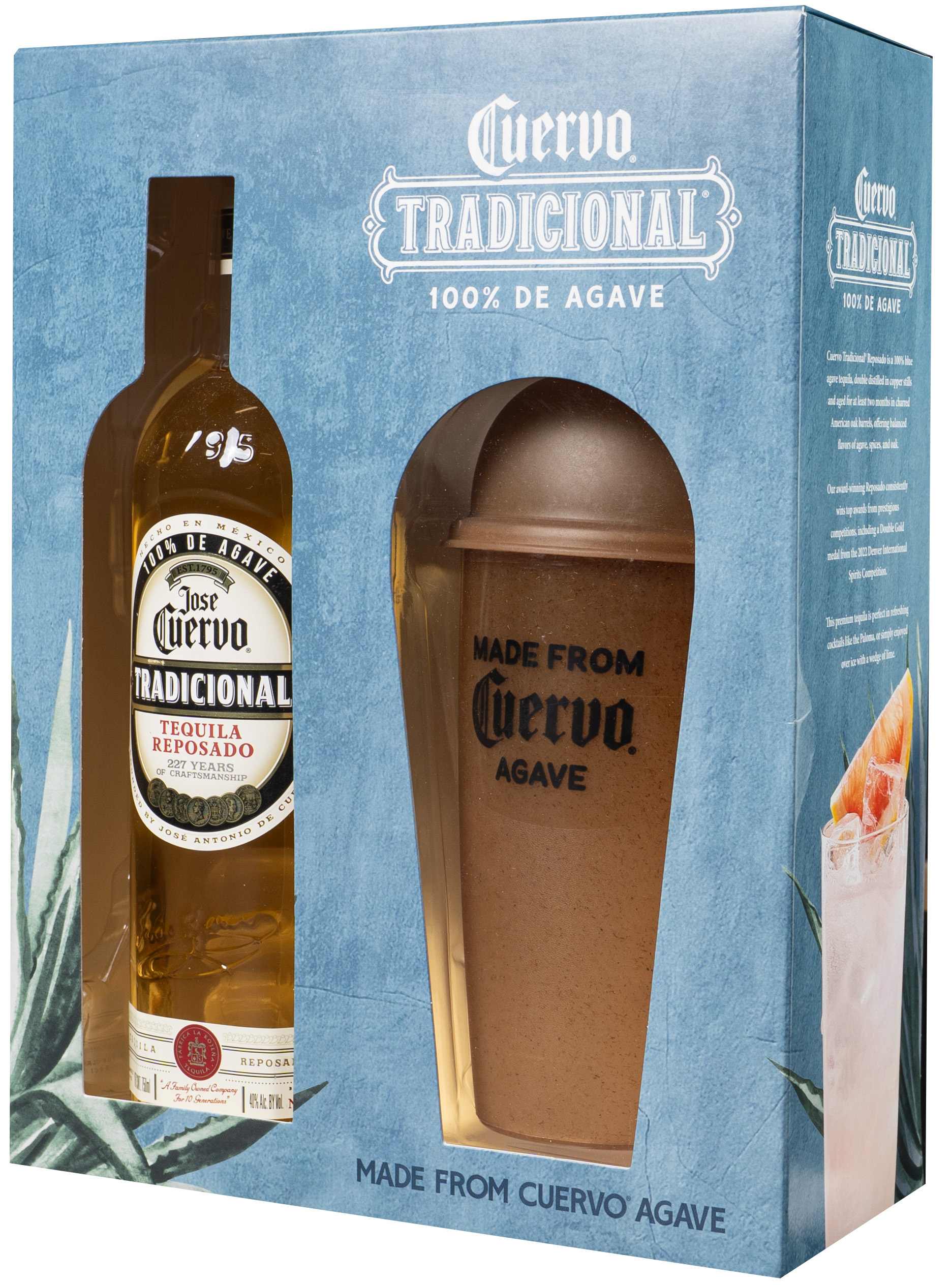 Jose Cuervo Tradicional Reposado Tequila Gift Set | 750 ml Bottle