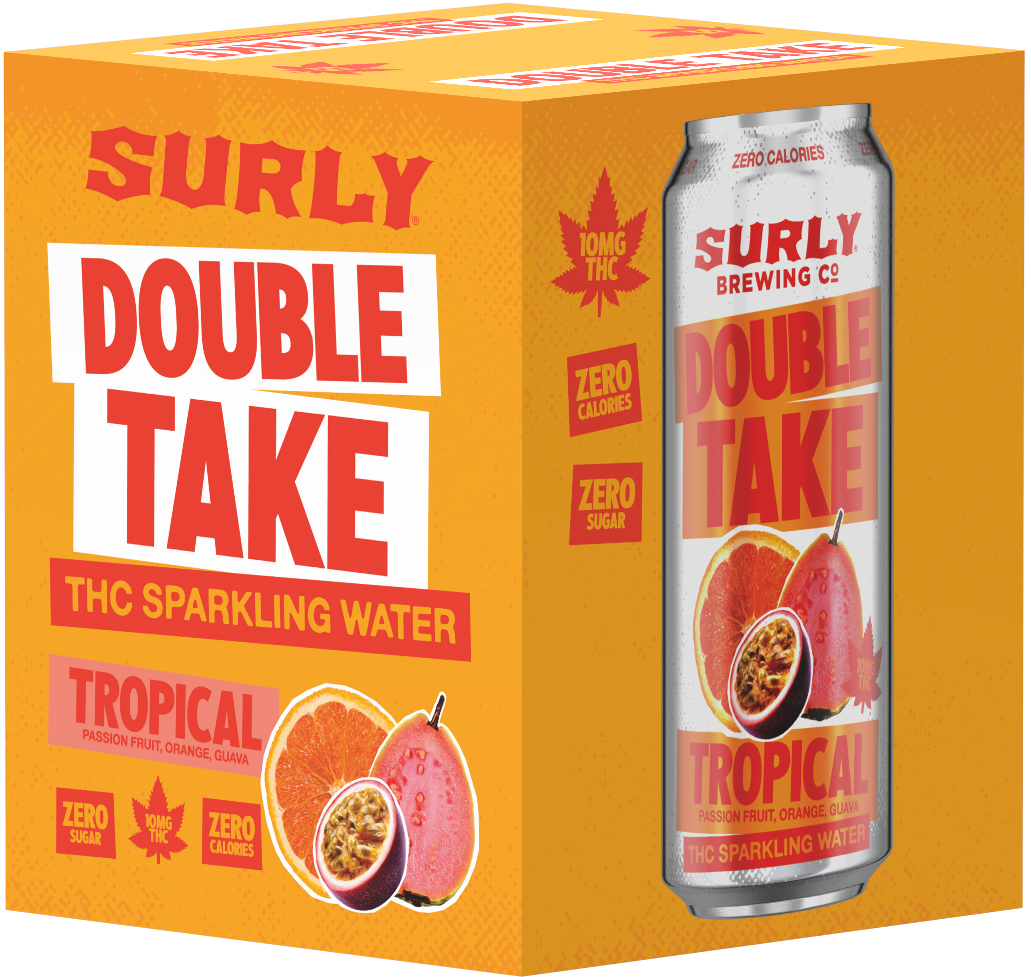 Surly Double Take Passion Fruit Orange Guava 10mg THC | 4 pack of